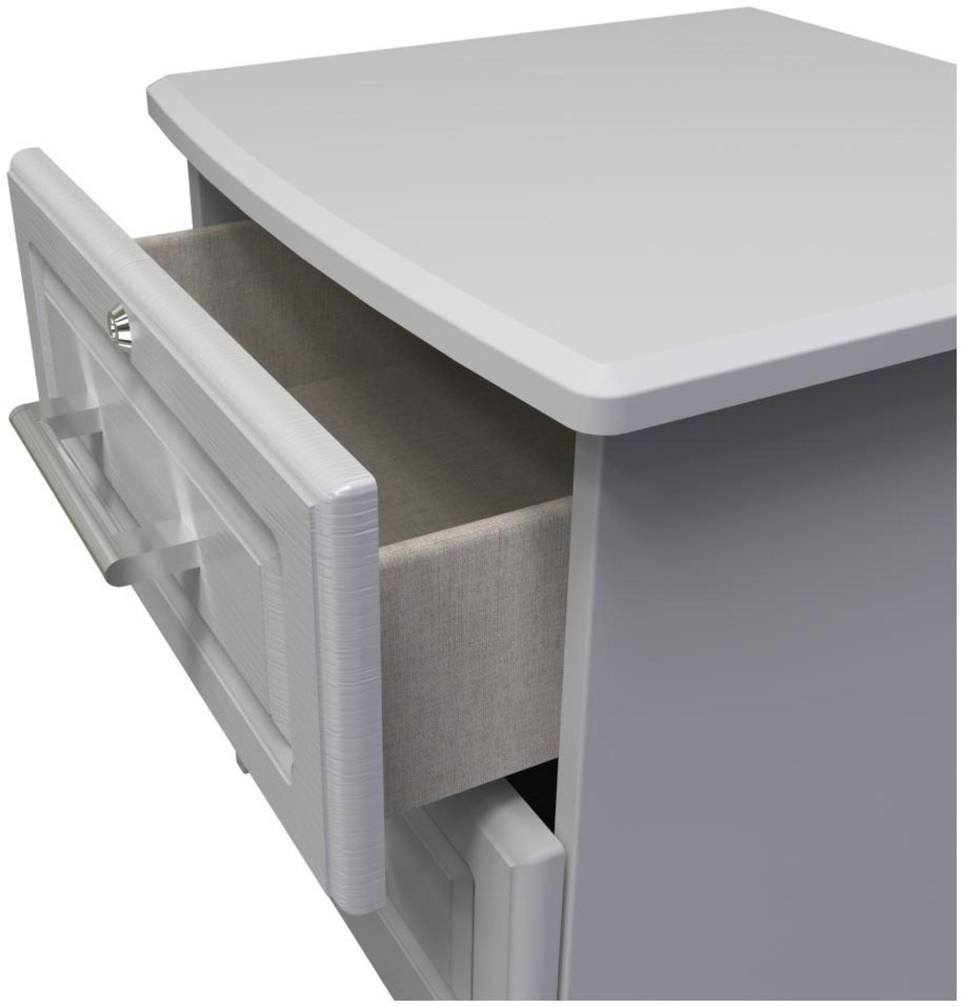 Product photograph of Gina Grey 2 Drawer Bedside Cabinet With Lock from Choice Furniture Superstore.