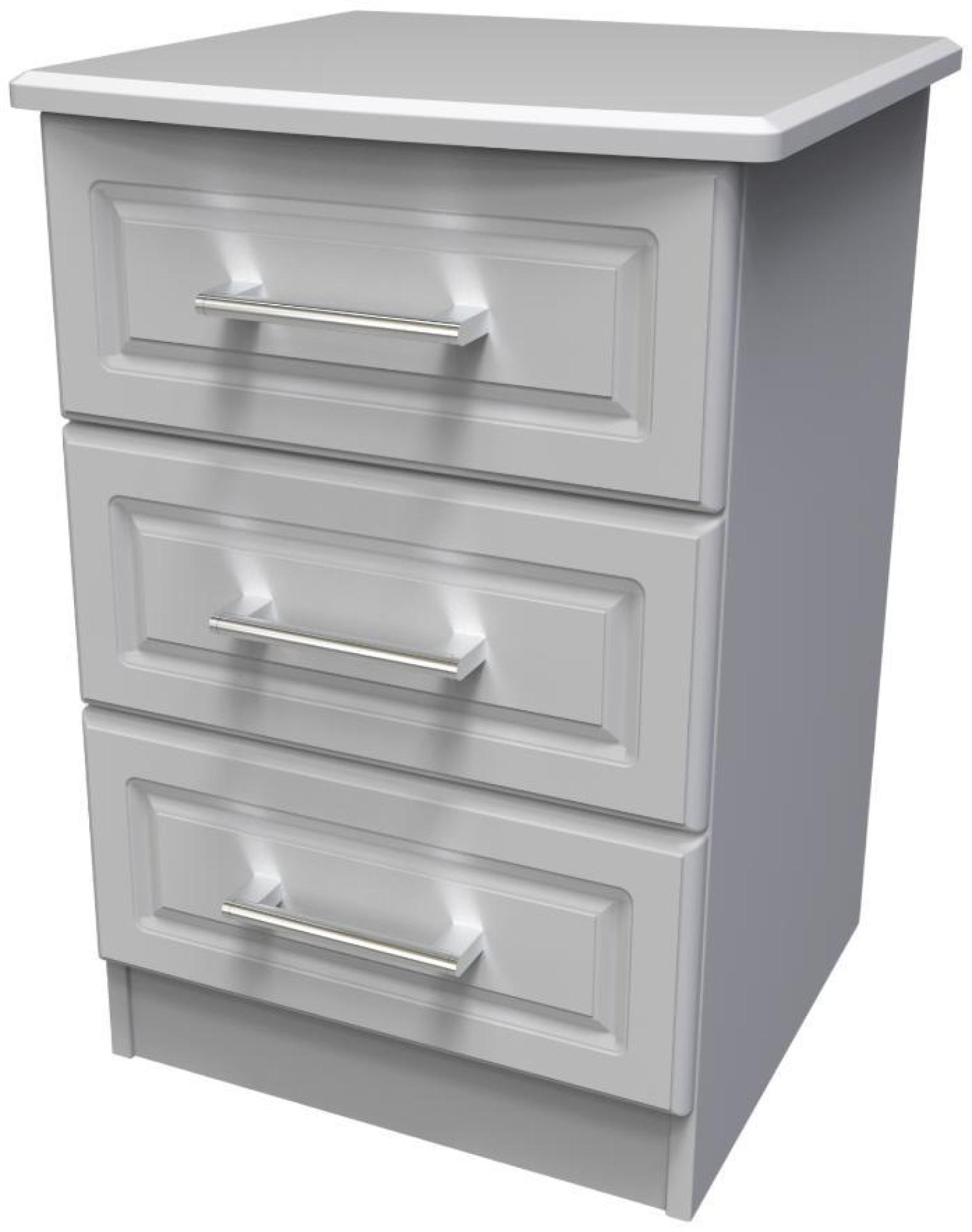 Product photograph of Gina Grey 3 Drawer Beside Cabinet from Choice Furniture Superstore.
