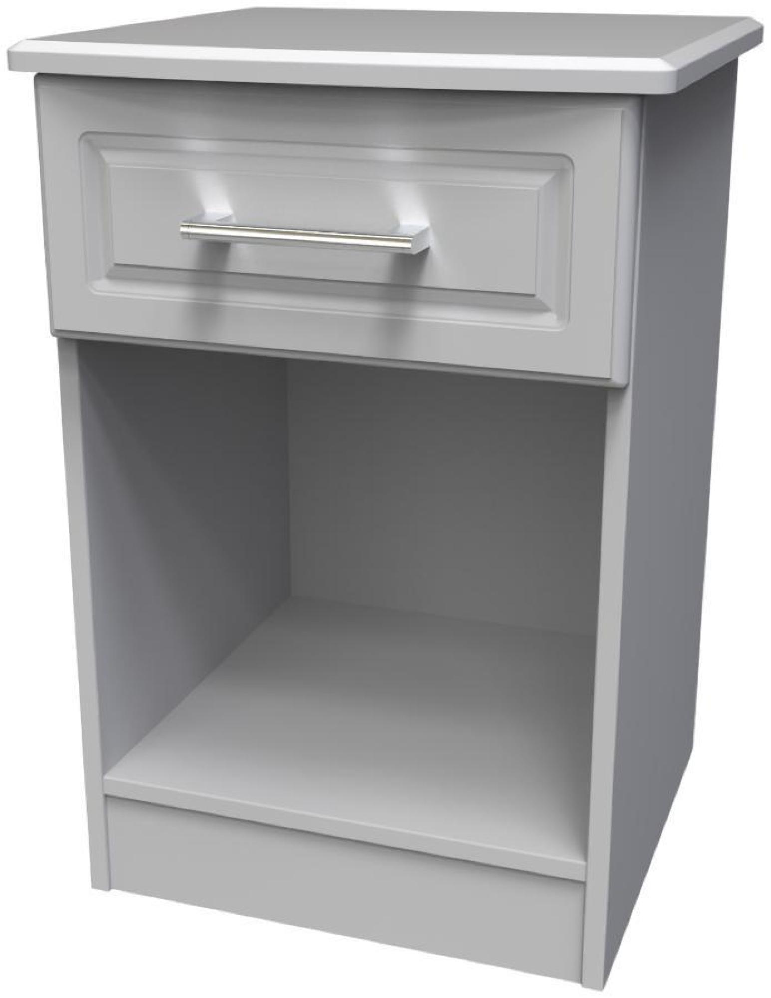 Product photograph of Gina Grey 1 Drawer Bedside Cabinet from Choice Furniture Superstore.