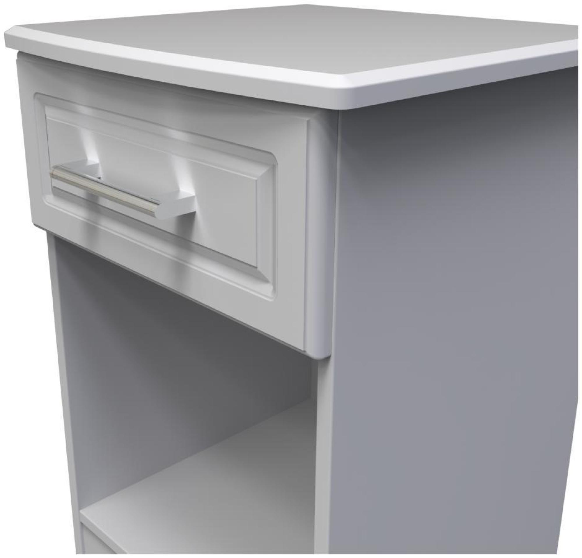 Product photograph of Gina Grey 1 Drawer Bedside Cabinet from Choice Furniture Superstore.