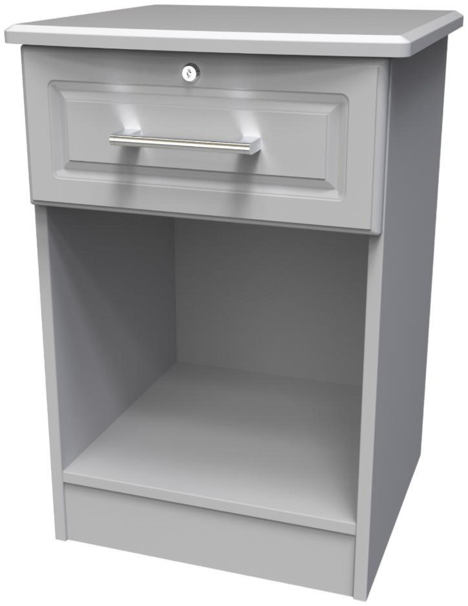 Product photograph of Gina Grey 1 Drawer Bedside Table With Lock from Choice Furniture Superstore.