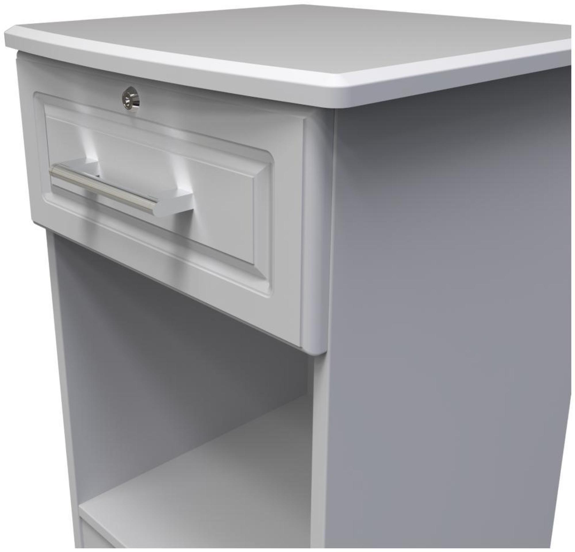 Product photograph of Gina Grey 1 Drawer Bedside Table With Lock from Choice Furniture Superstore.