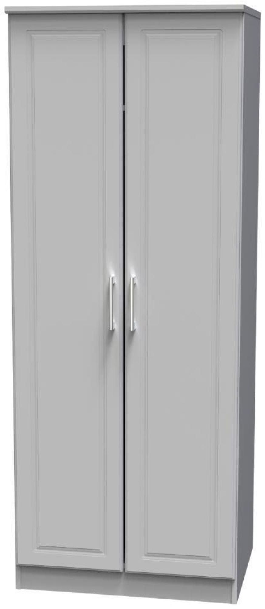 Product photograph of Gina Grey 2 Door Plain Tall Wardrobe from Choice Furniture Superstore.