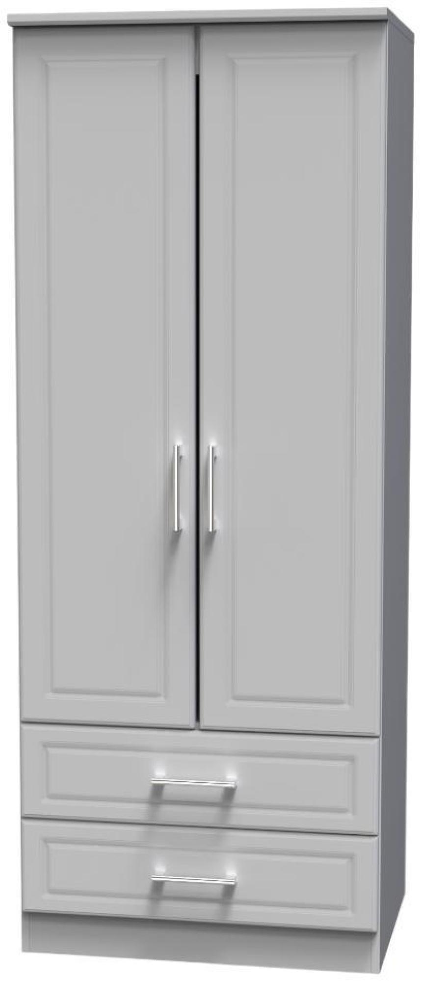 Product photograph of Gina Grey 2 Door 2 Drawer Double Wardrobe from Choice Furniture Superstore.