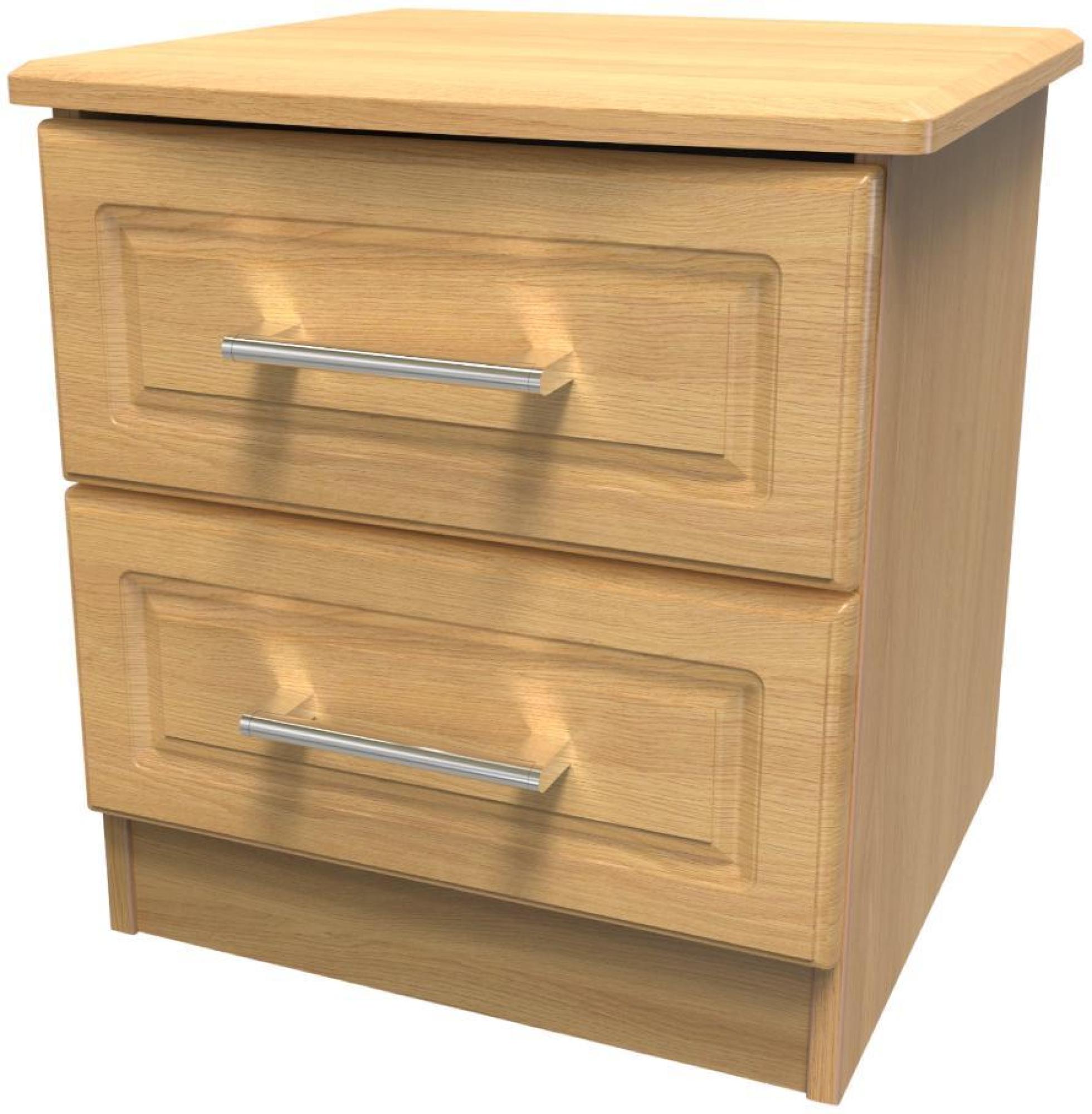 Product photograph of Gina Oak Effect 2 Drawer Bedside Cabinet from Choice Furniture Superstore.