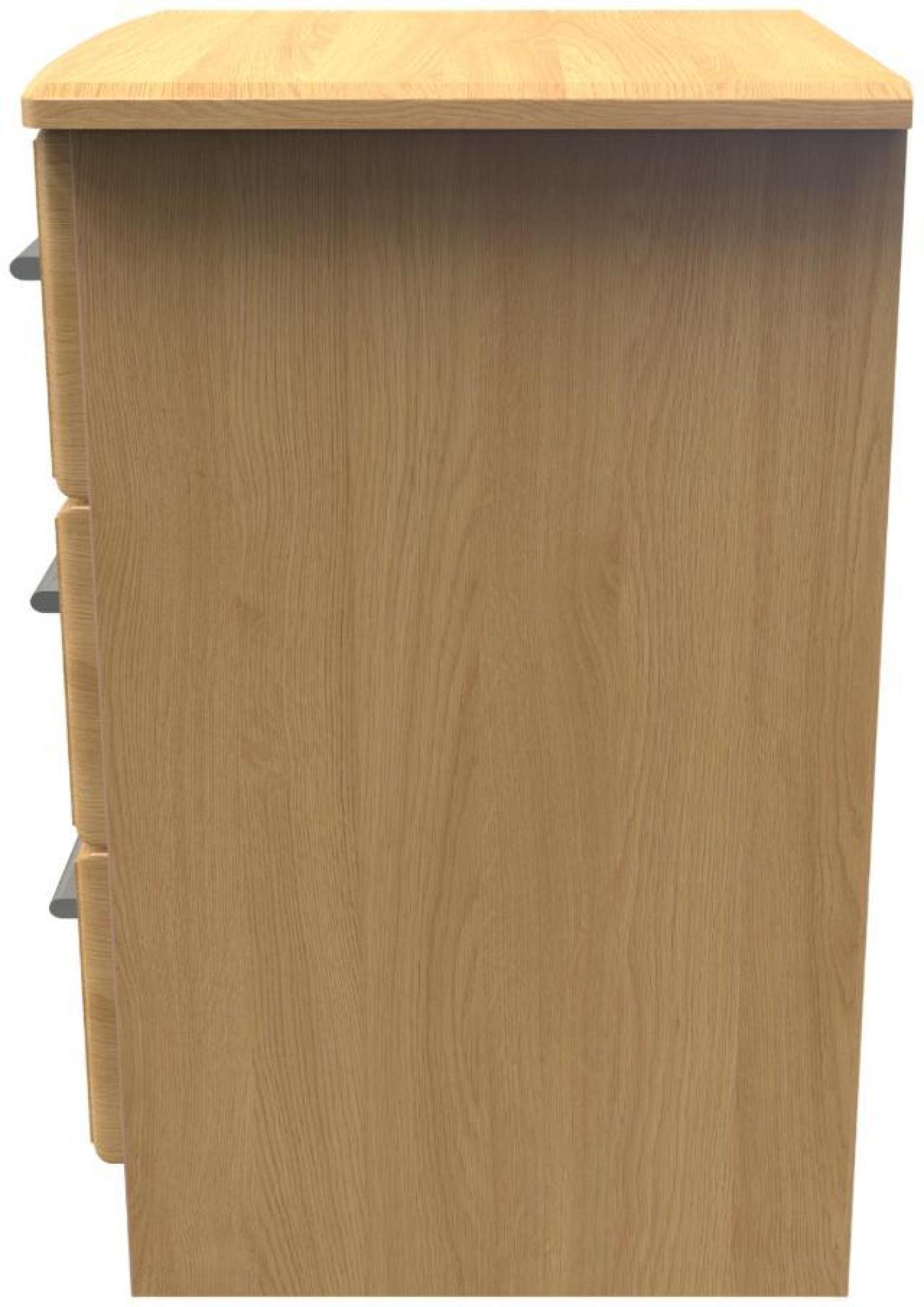 Product photograph of Gina Oak Effect 3 Drawer Bedside Cabinet With Lock from Choice Furniture Superstore.