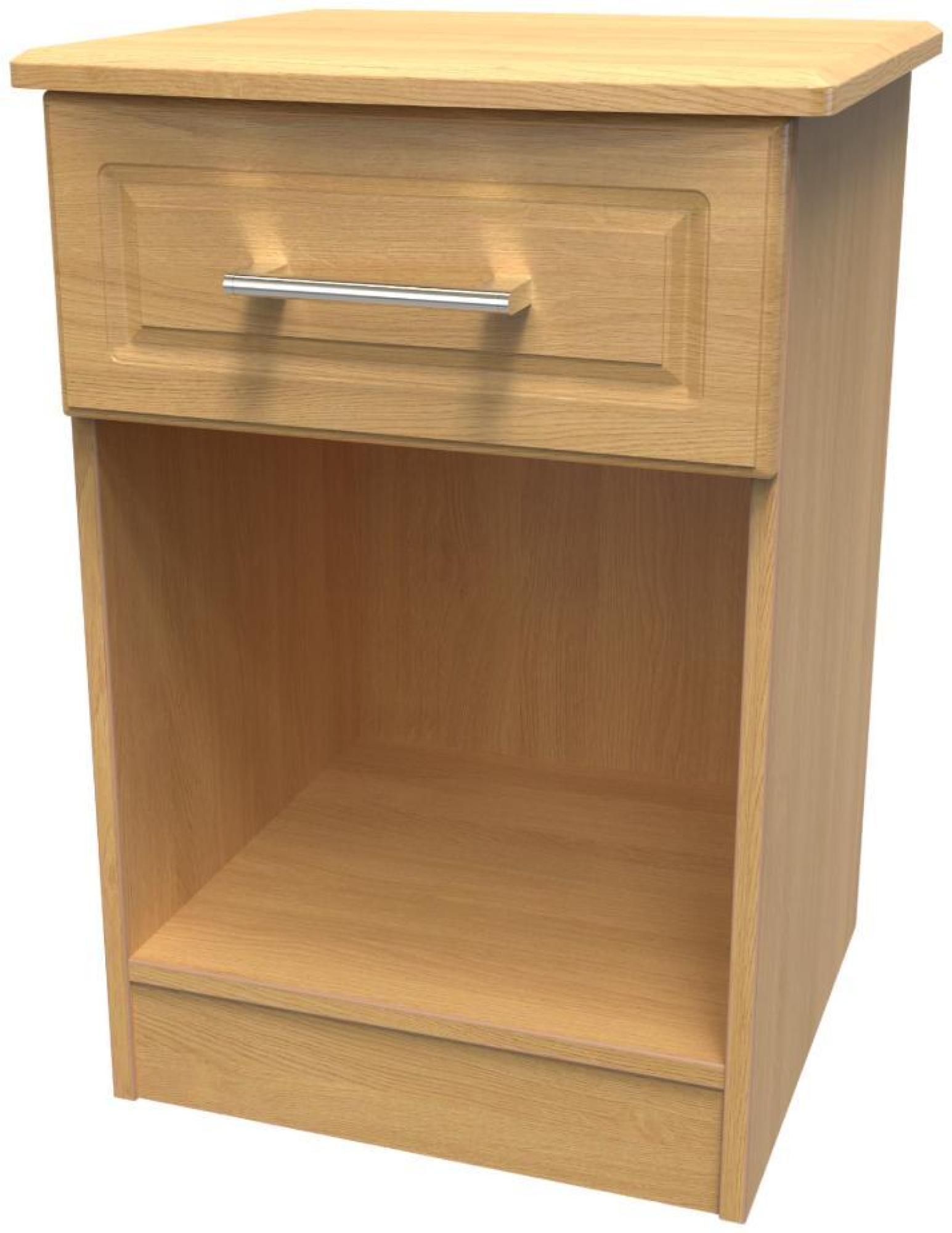 Product photograph of Gina Oak Effect 1 Drawer Bedside Cabinet from Choice Furniture Superstore.