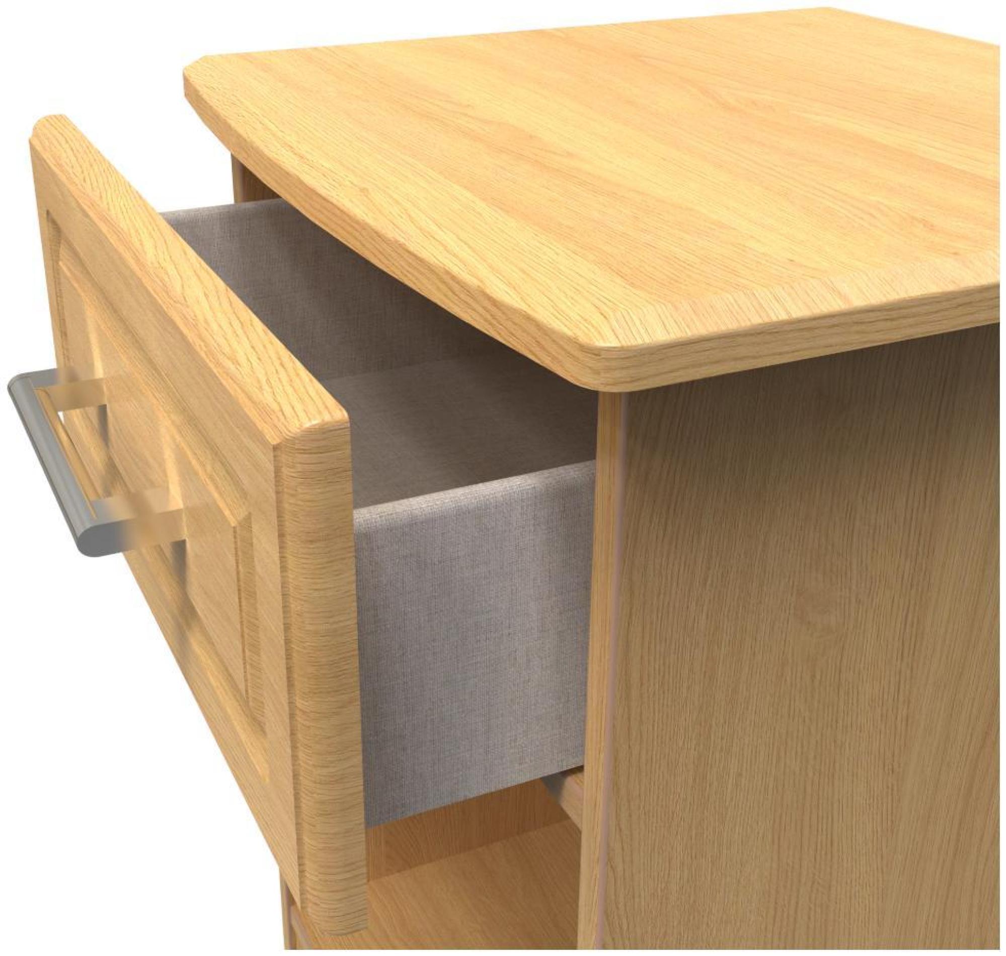 Product photograph of Gina Oak Effect 1 Drawer Bedside Cabinet from Choice Furniture Superstore.