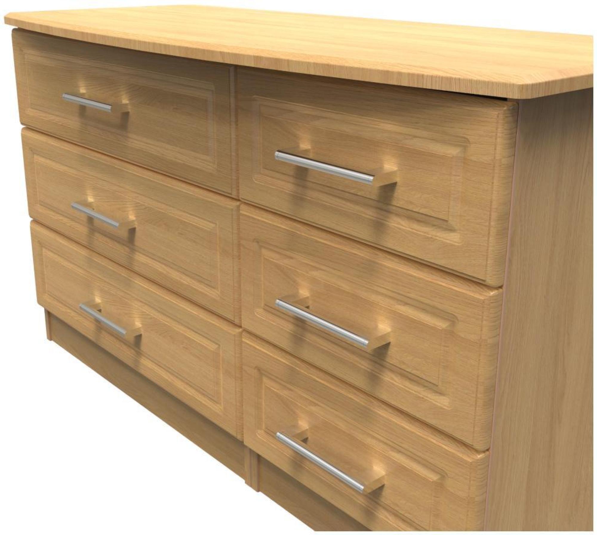 Product photograph of Gina Oak Effect 6 Drawer Midi Dresser from Choice Furniture Superstore.