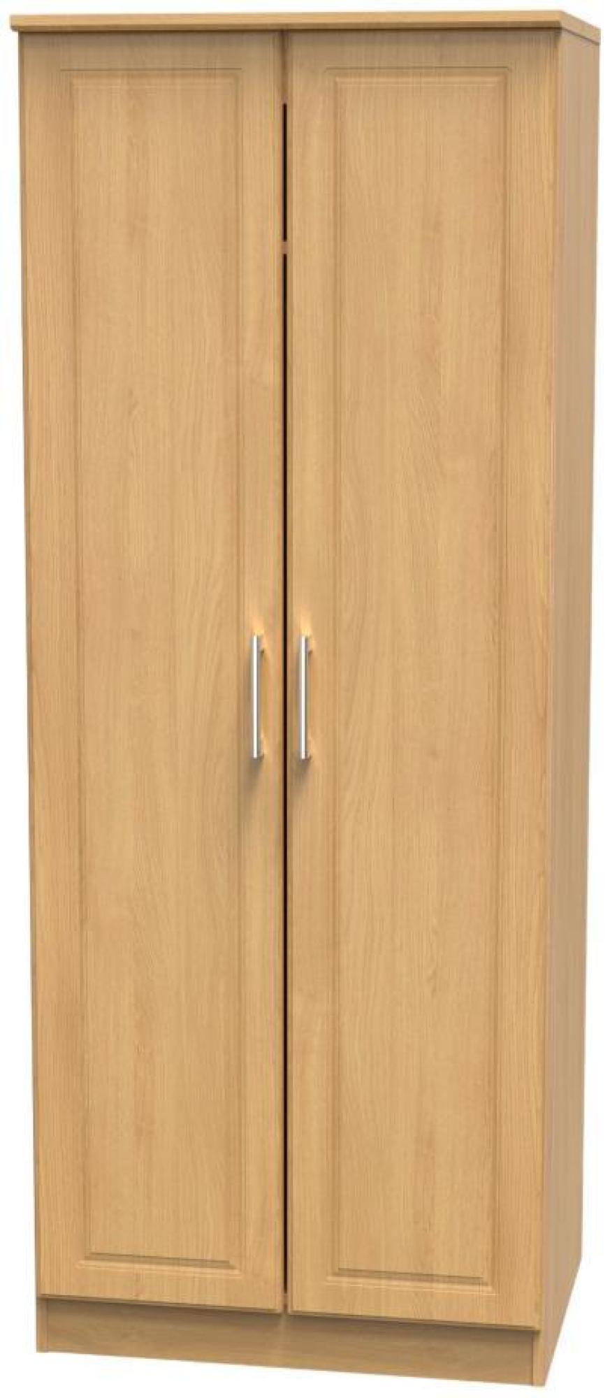 Product photograph of Gina Oak Effect 2 Door Plain Tall Wardrobe from Choice Furniture Superstore.