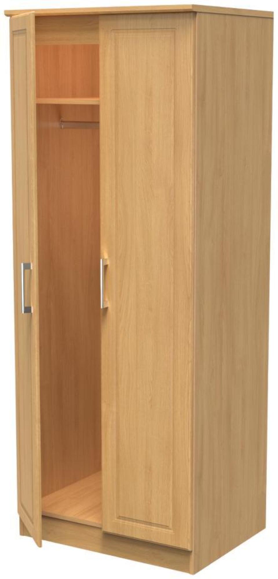 Product photograph of Gina Oak Effect 2 Door Plain Tall Wardrobe from Choice Furniture Superstore.