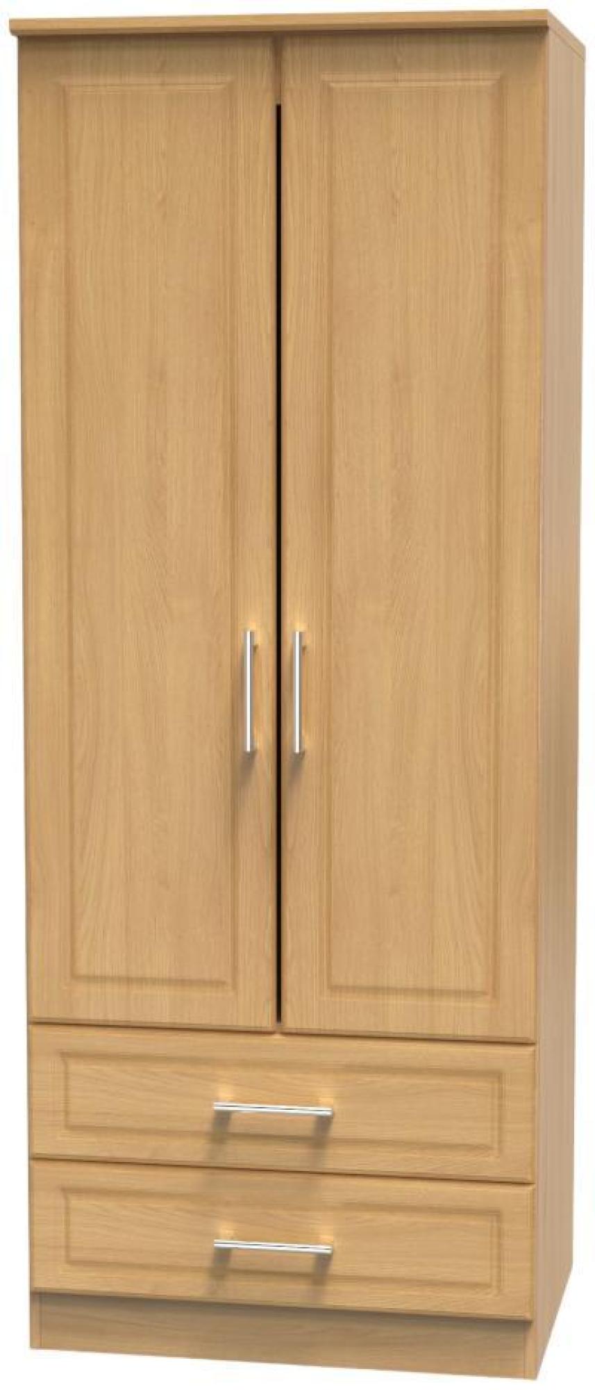 Product photograph of Gina Oak Effect 2 Door 2 Drawer Double Wardrobe from Choice Furniture Superstore.