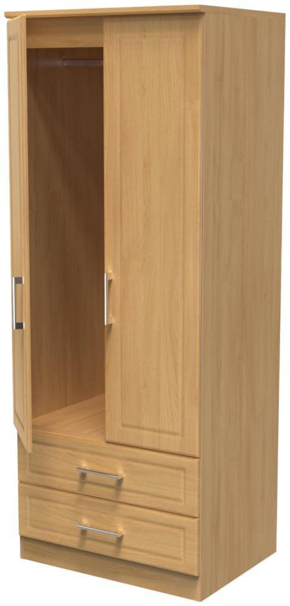 Product photograph of Gina Oak Effect 2 Door 2 Drawer Double Wardrobe from Choice Furniture Superstore.