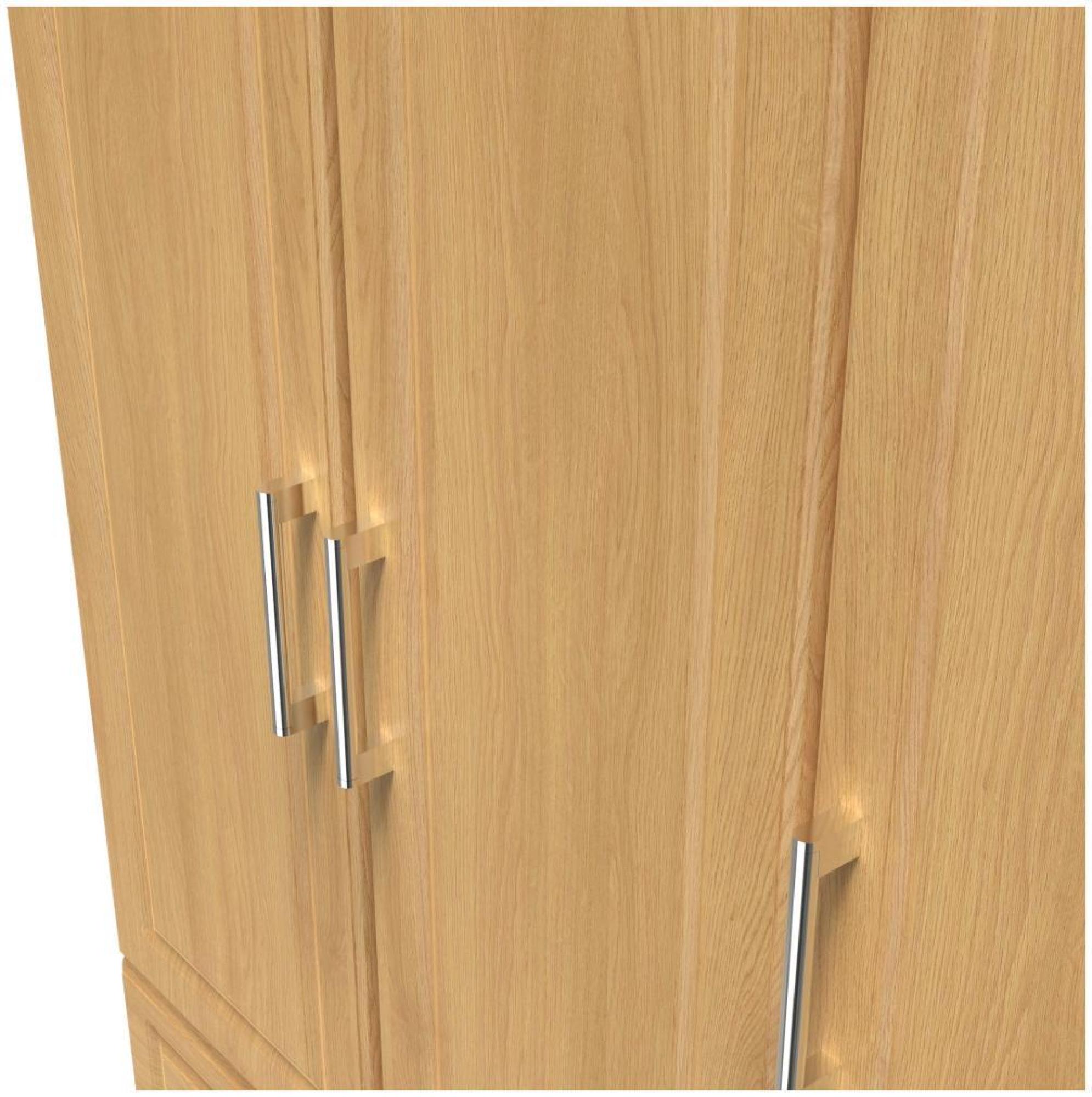 Product photograph of Gina Oak Effect 3 Door Triple Wardrobe - Lhf 2 Drawers from Choice Furniture Superstore.