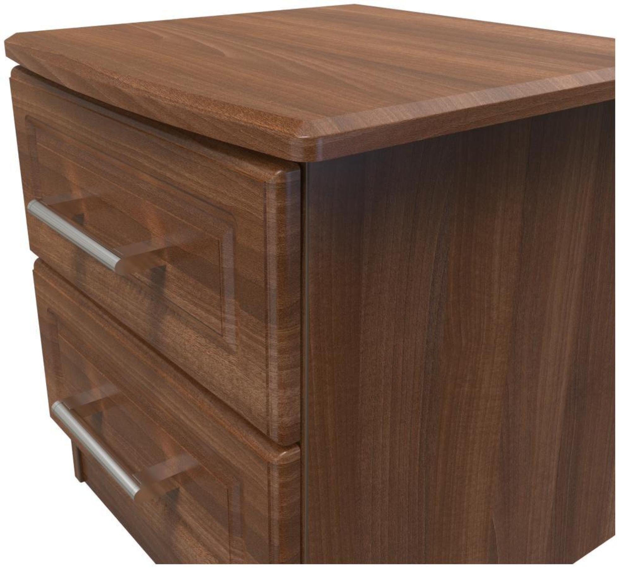 Product photograph of Gina Walnut Effect 2 Drawer Bedside Cabinet from Choice Furniture Superstore.