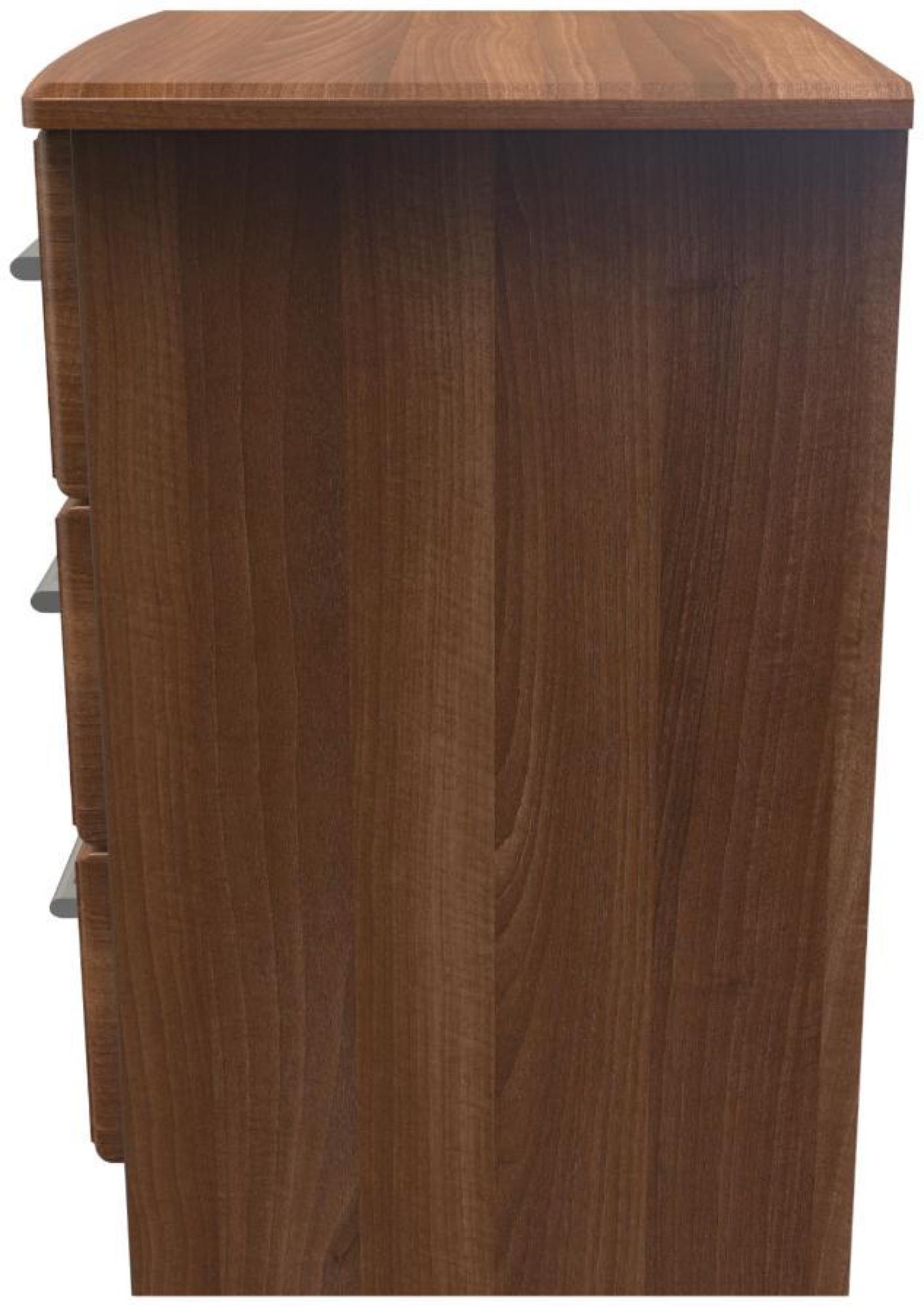 Product photograph of Gina Walnut Effect 3 Drawer Beside Cabinet from Choice Furniture Superstore.