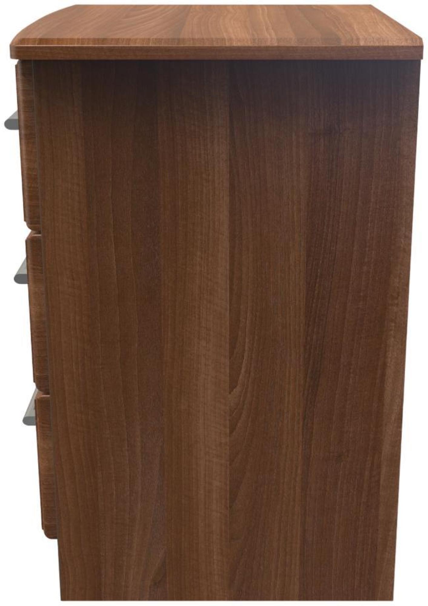 Product photograph of Gina Walnut Effect 3 Drawer Bedside Cabinet With Lock from Choice Furniture Superstore.