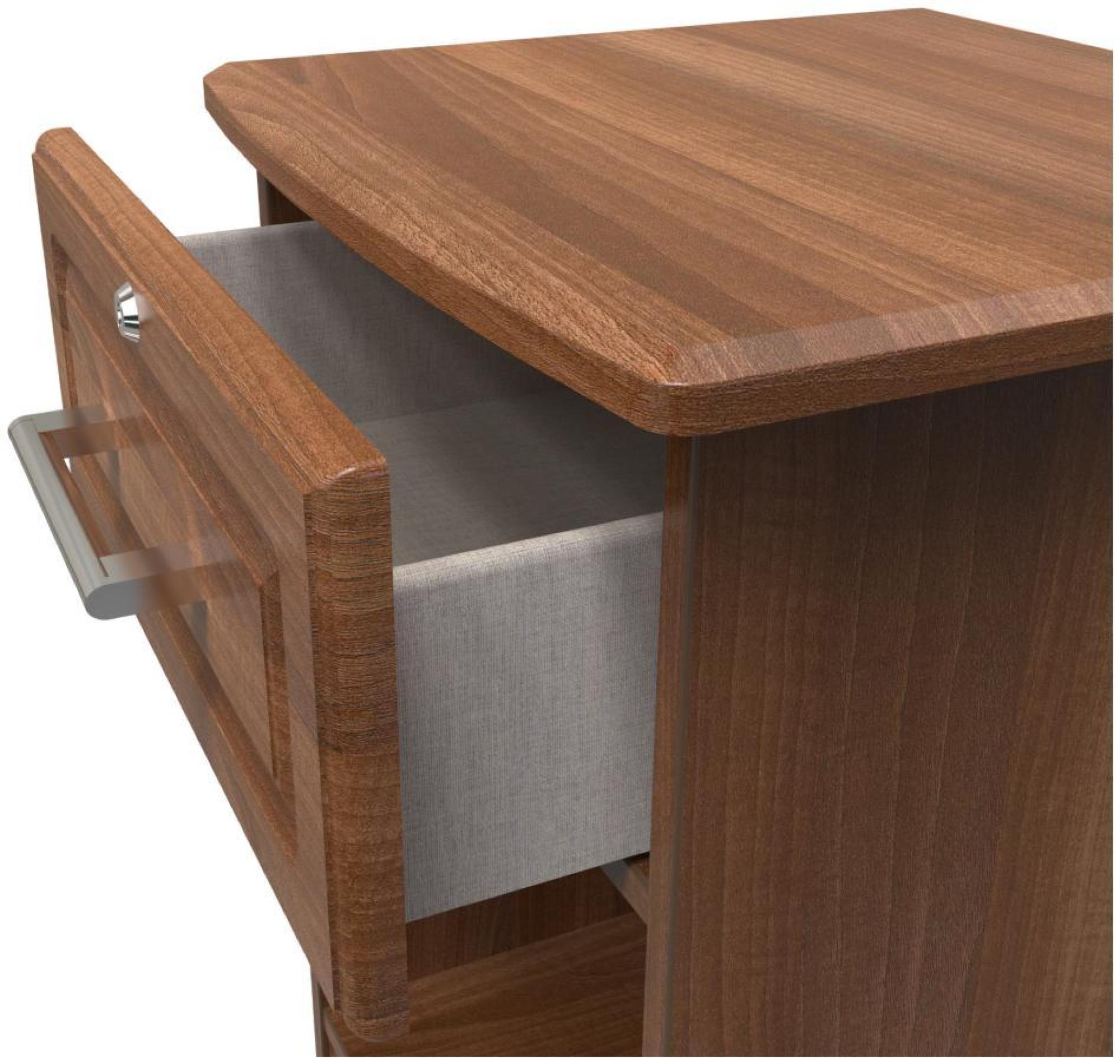 Product photograph of Gina Walnut Effect 1 Drawer Bedside Table With Lock from Choice Furniture Superstore.