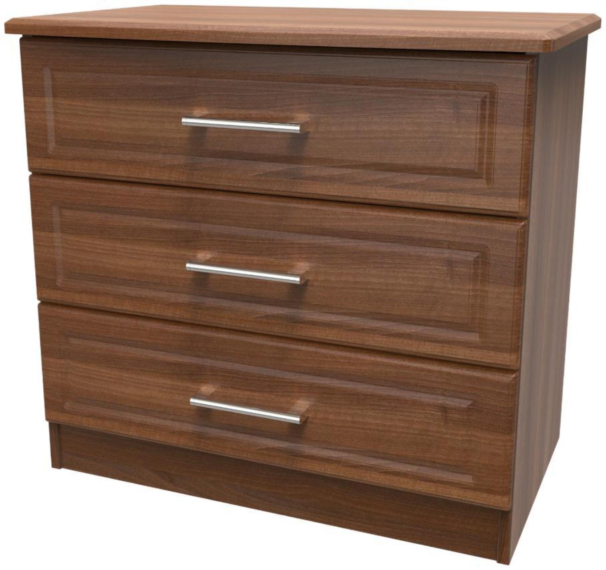 Product photograph of Gina Walnut Effect 3 Drawer Small Chest from Choice Furniture Superstore.