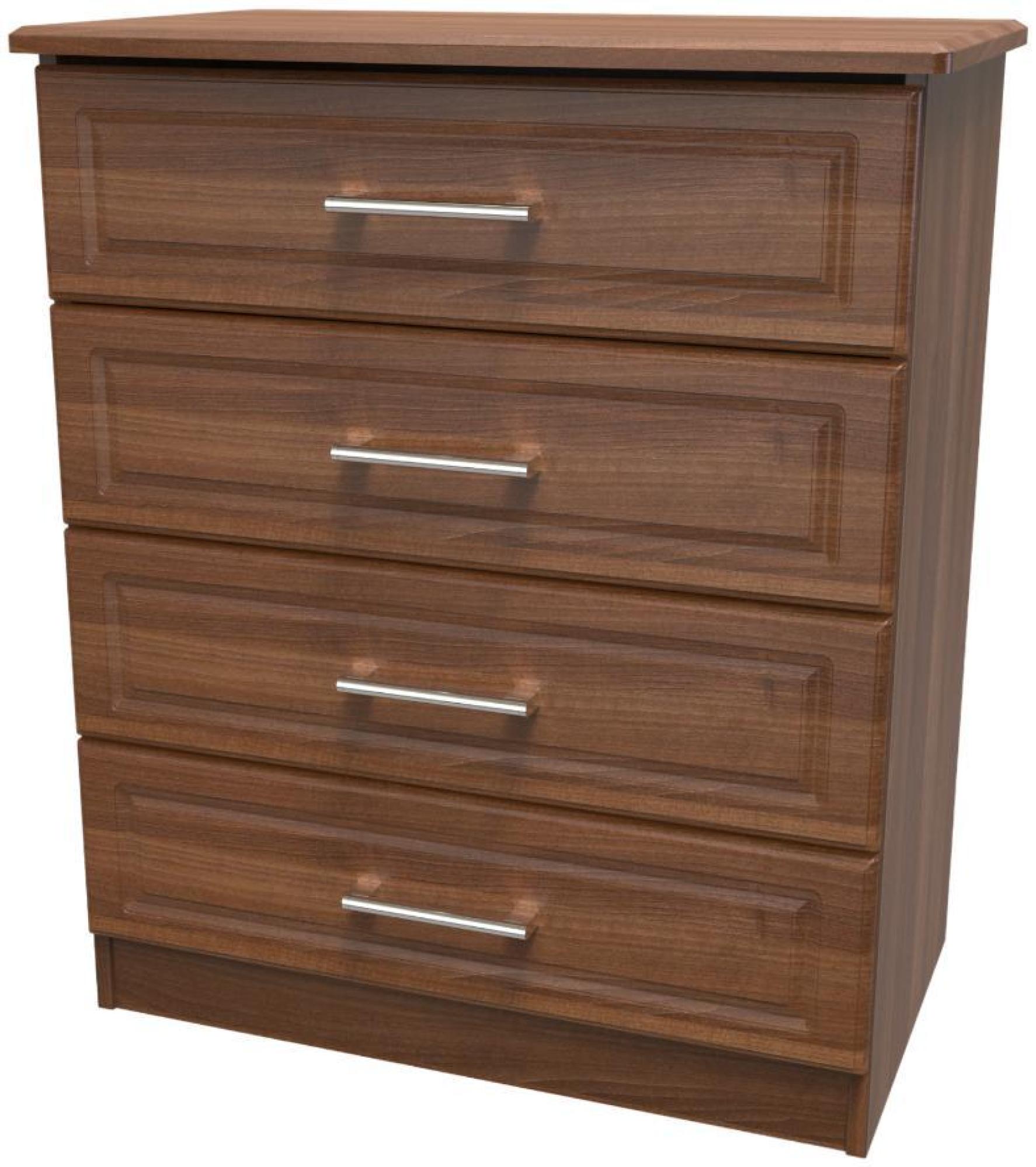 Product photograph of Gina Walnut Effect 4 Drawer Chest from Choice Furniture Superstore.