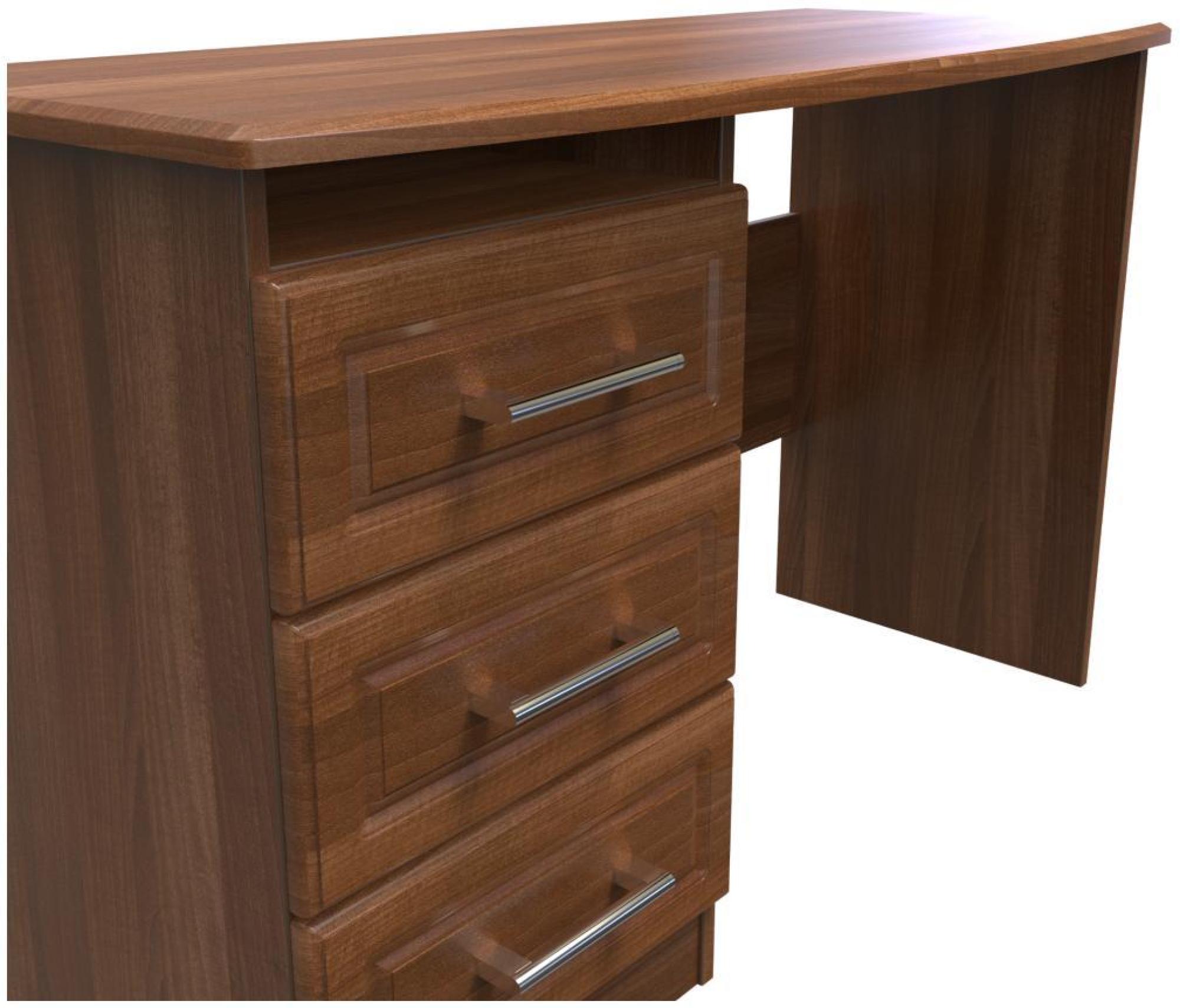 Product photograph of Gina Walnut Effect 3 Drawer Desk from Choice Furniture Superstore.
