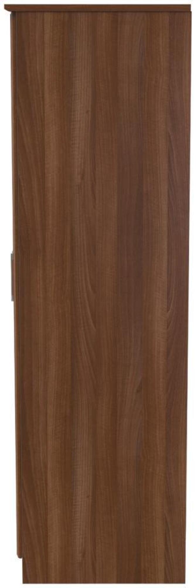 Product photograph of Gina Walnut Effect 2 Door Plain Tall Wardrobe from Choice Furniture Superstore.