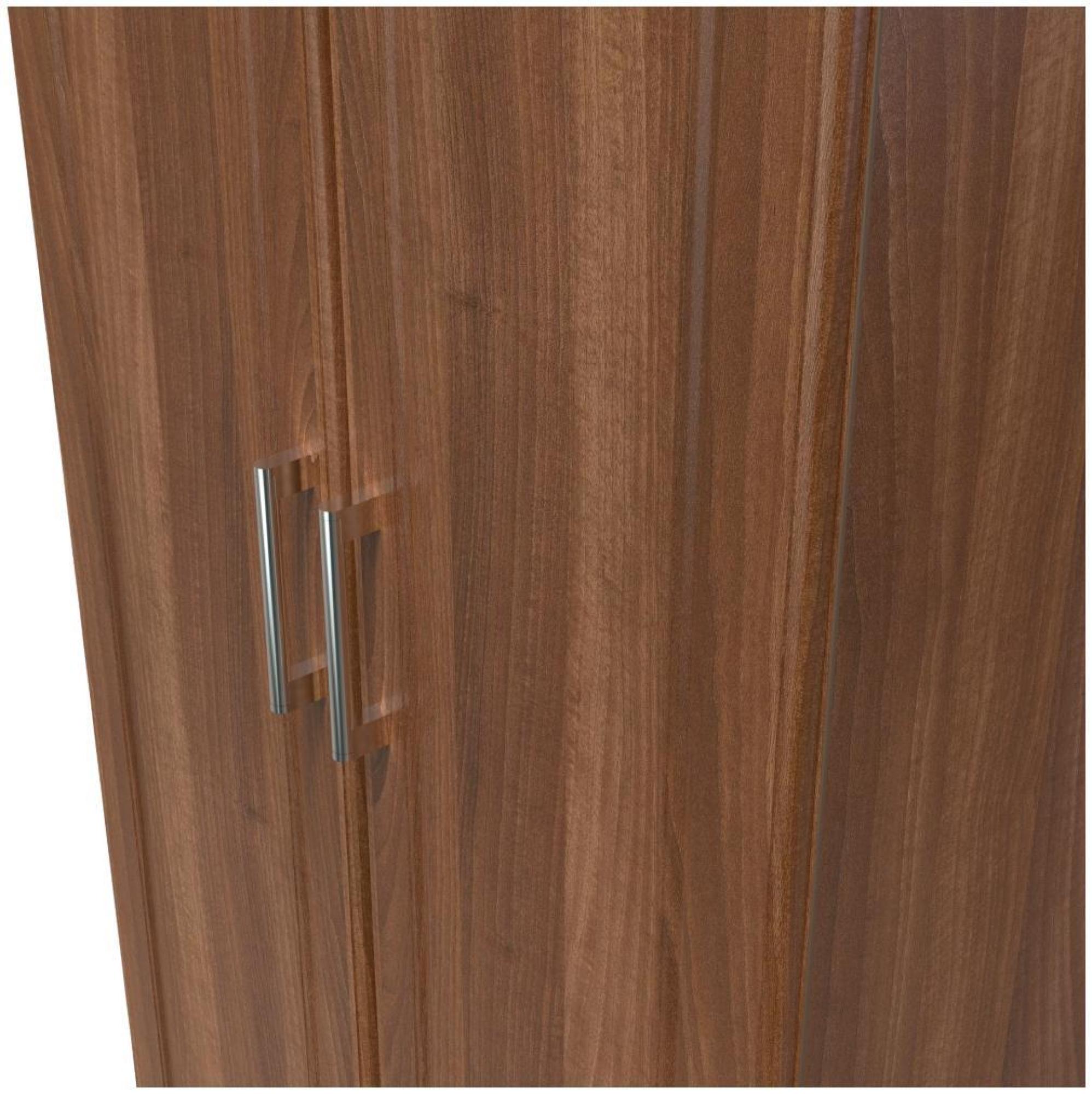 Product photograph of Gina Walnut Effect 2 Door Plain Tall Wardrobe from Choice Furniture Superstore.