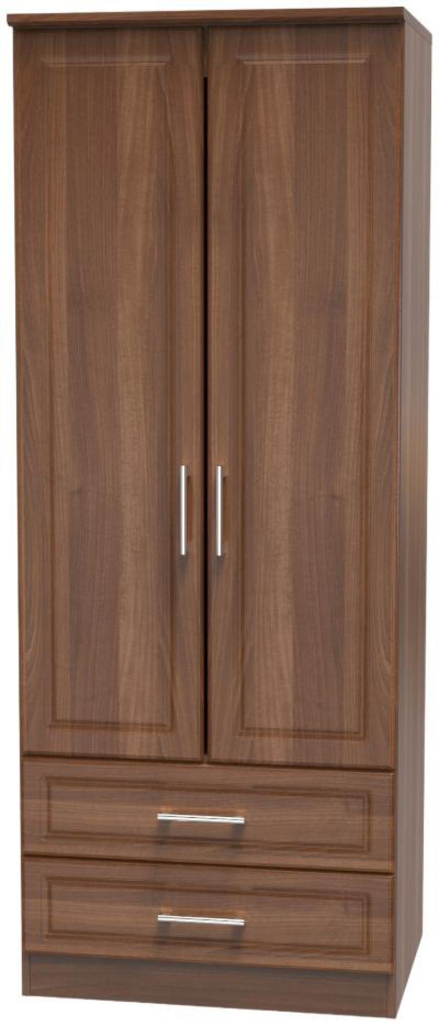 Product photograph of Gina Walnut Effect 2 Door 2 Drawer Double Wardrobe from Choice Furniture Superstore.