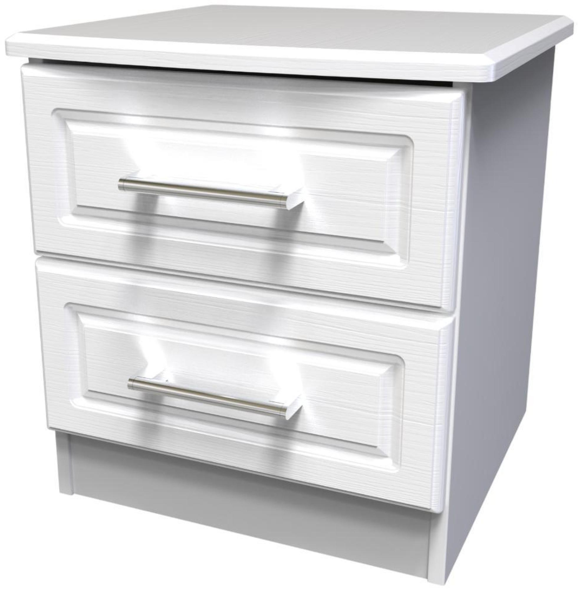 Product photograph of Gina White 2 Drawer Bedside Cabinet from Choice Furniture Superstore.