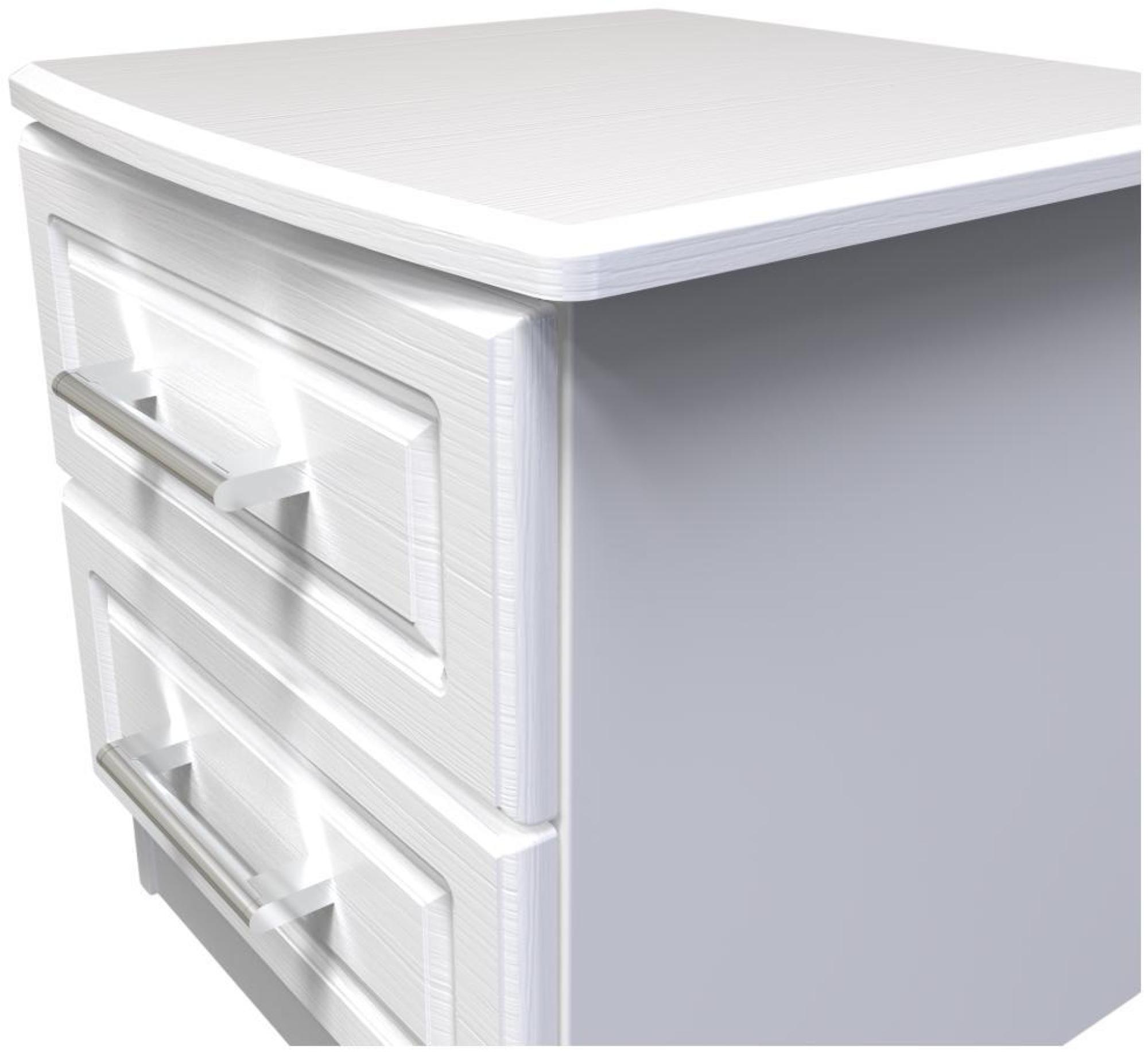 Product photograph of Gina White 2 Drawer Bedside Cabinet from Choice Furniture Superstore.