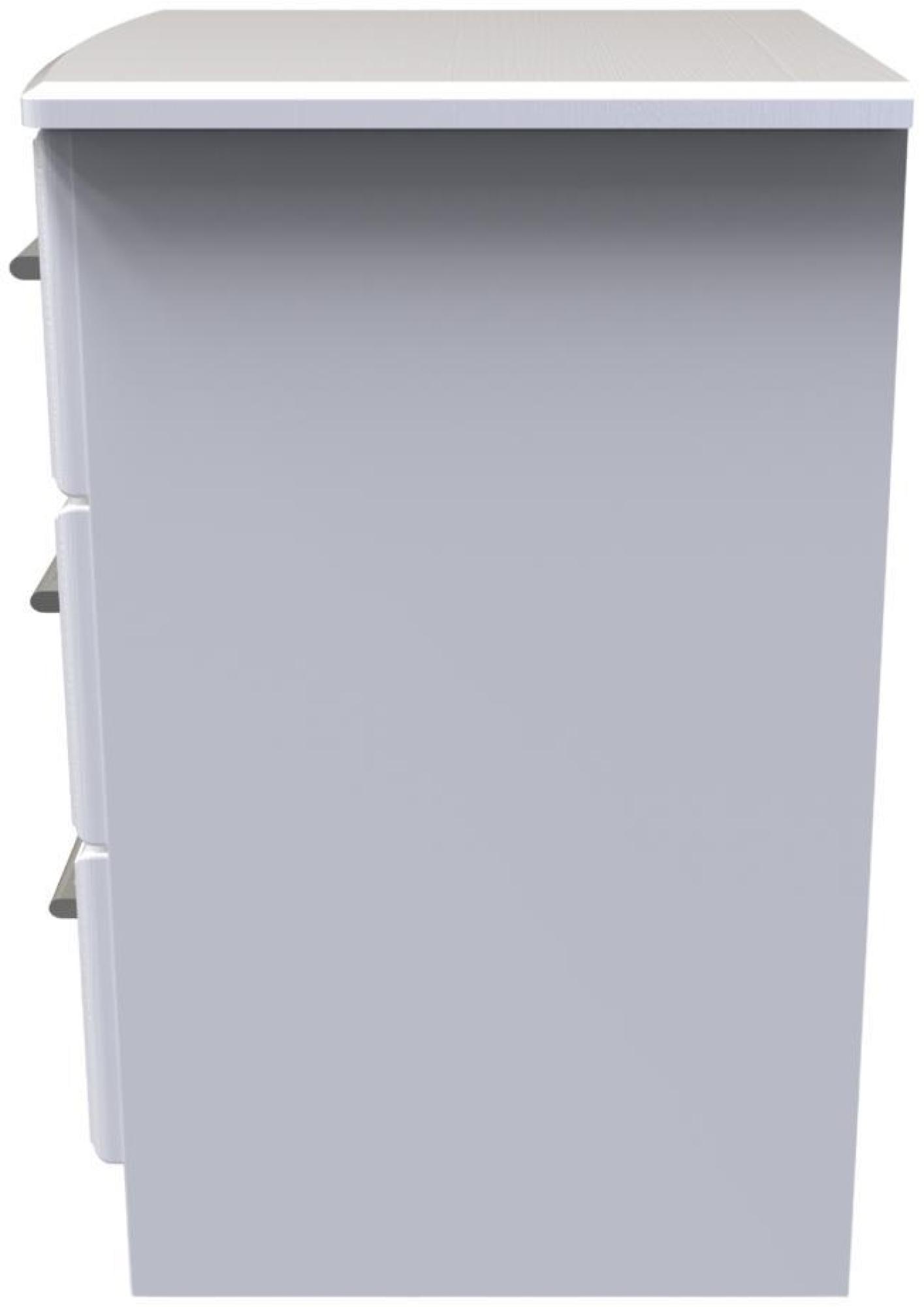 Product photograph of Gina White 3 Drawer Bedside Cabinet With Lock from Choice Furniture Superstore.
