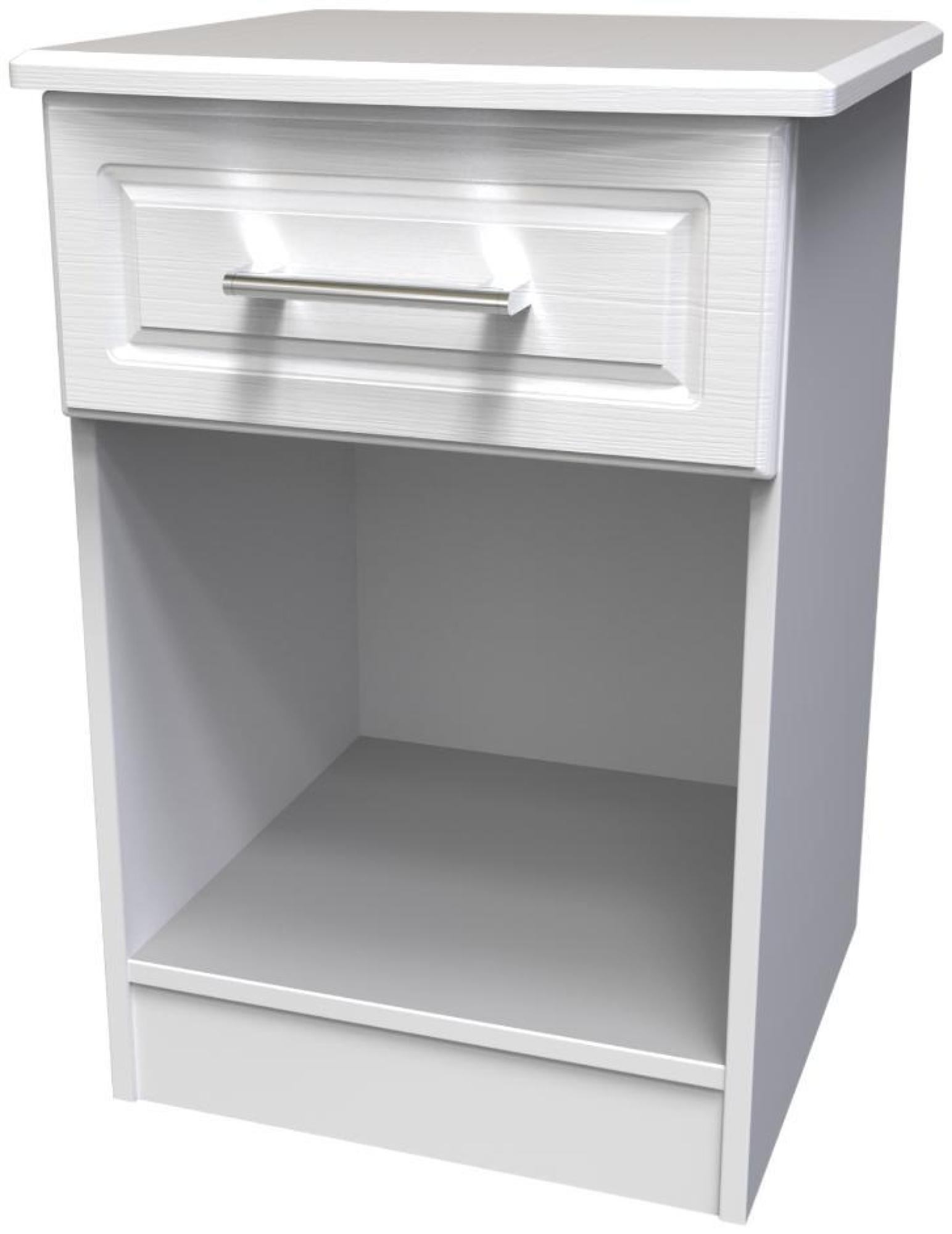 Product photograph of Gina White 1 Drawer Bedside Cabinet from Choice Furniture Superstore.