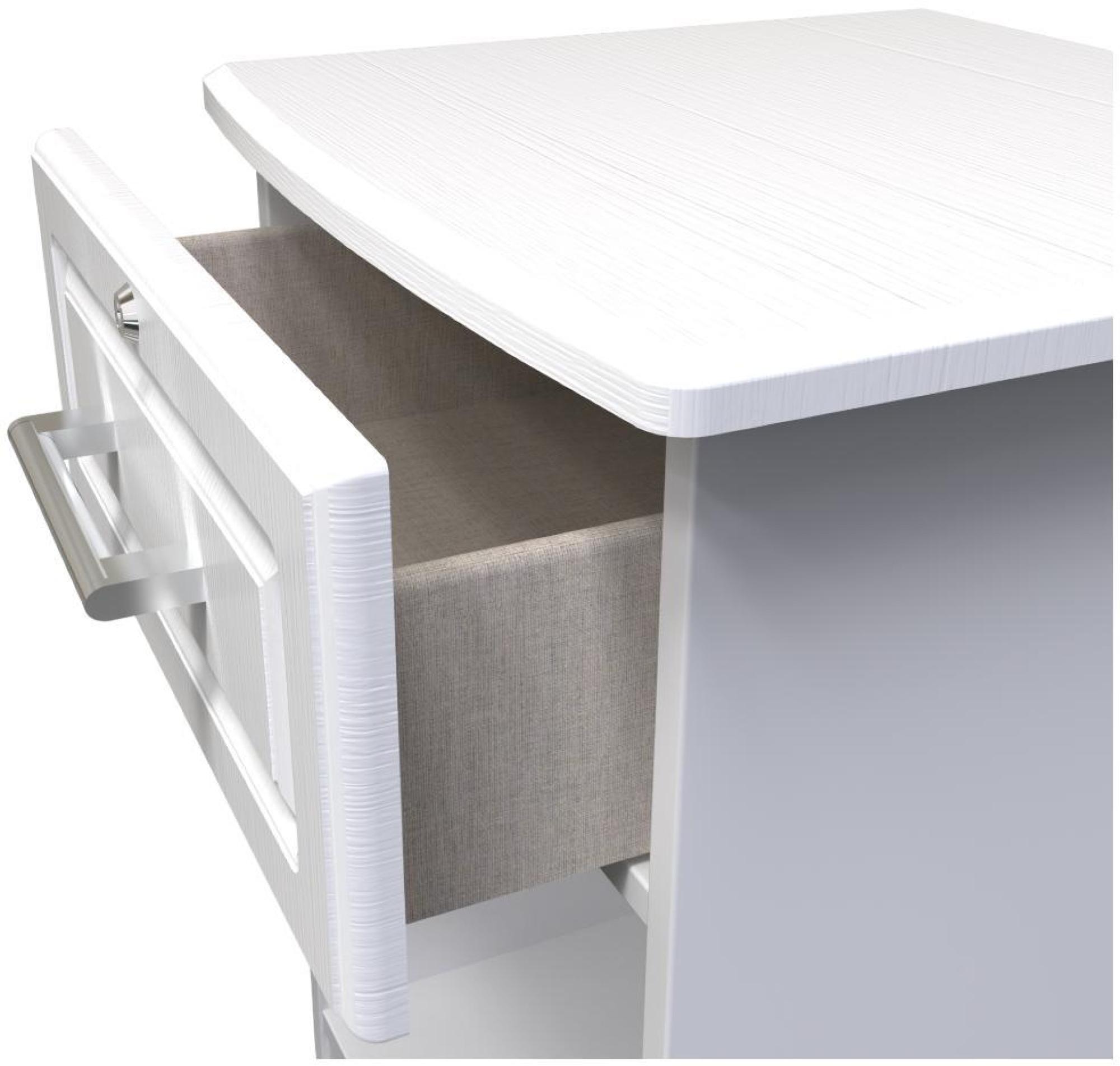 Product photograph of Gina White 1 Drawer Bedside Table With Lock from Choice Furniture Superstore.