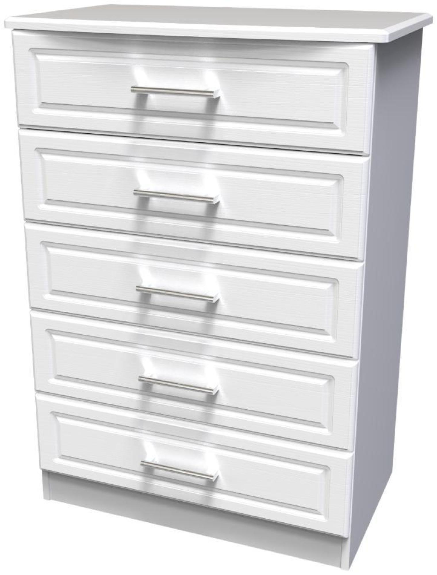 Product photograph of Gina White 5 Drawer Chest from Choice Furniture Superstore.