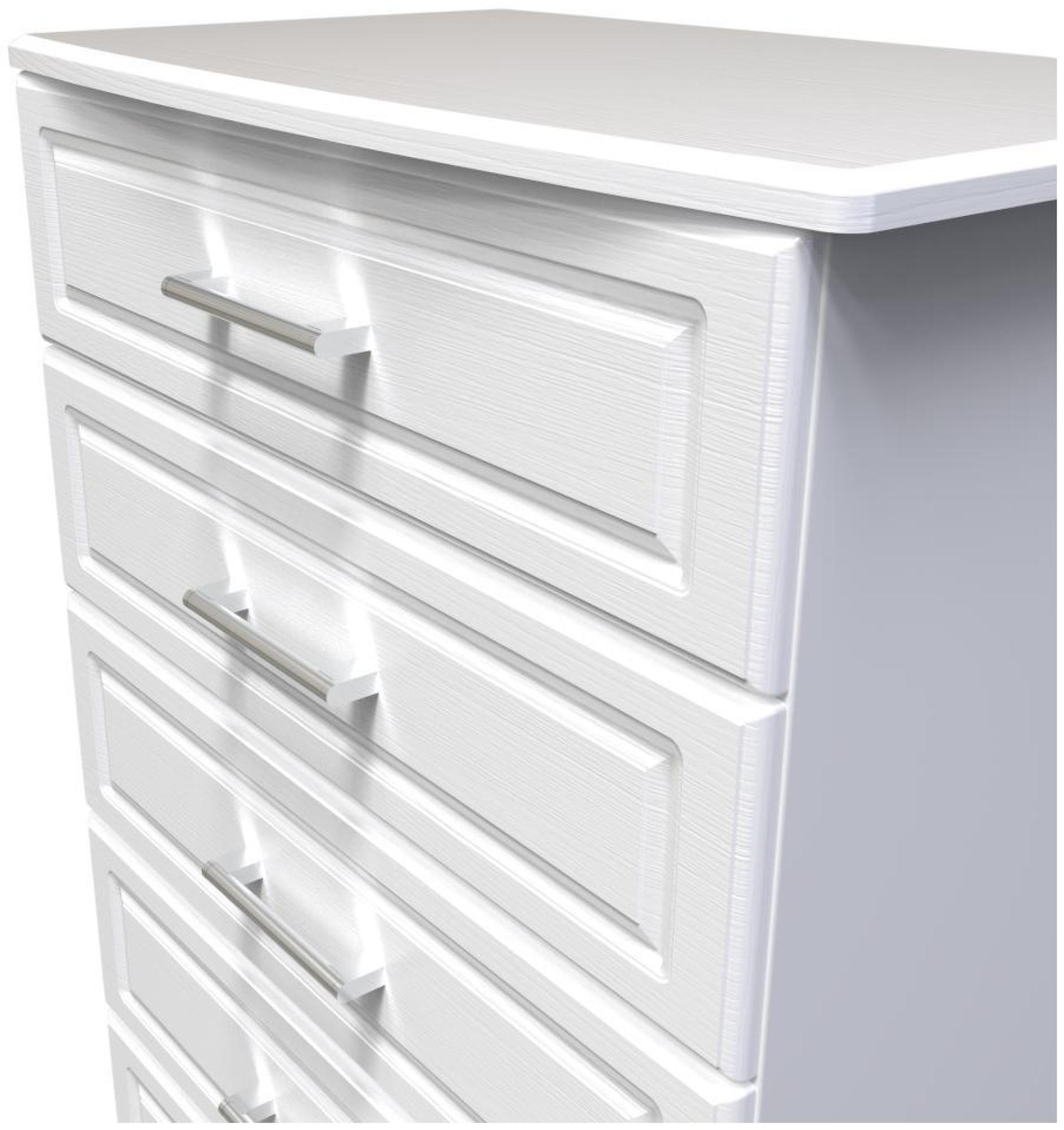 Product photograph of Gina White 5 Drawer Chest from Choice Furniture Superstore.