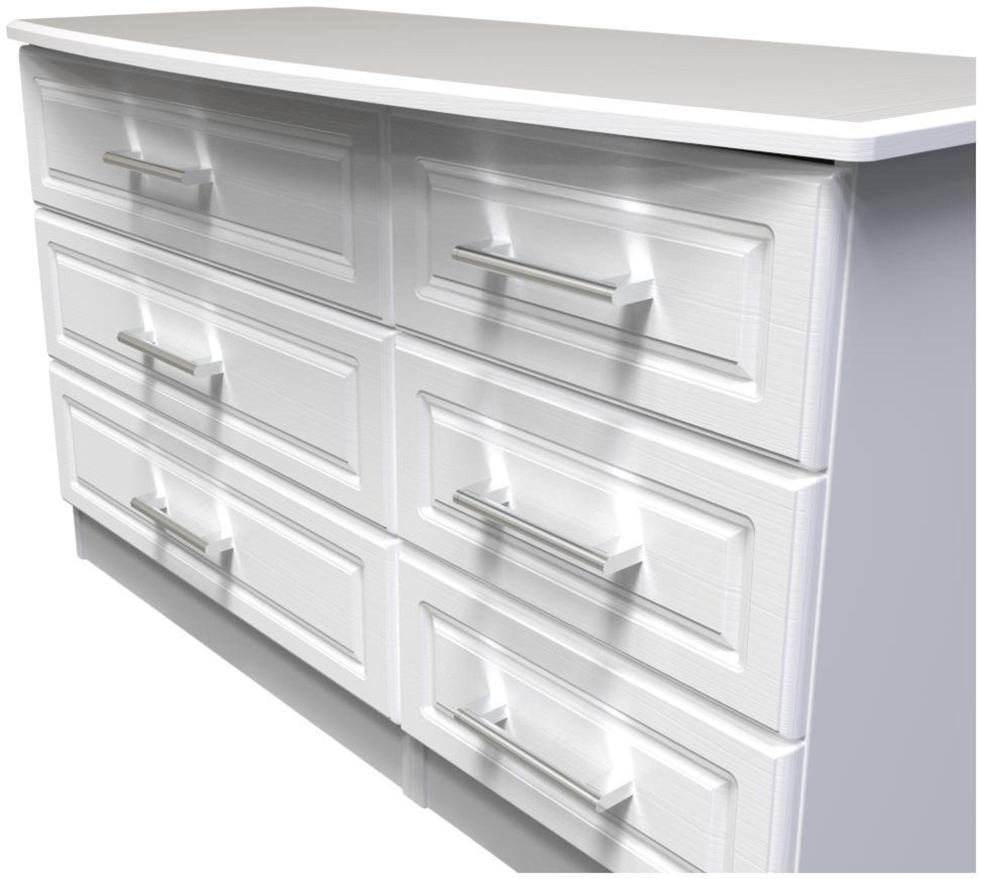Product photograph of Gina White 6 Drawer Midi Dresser from Choice Furniture Superstore.