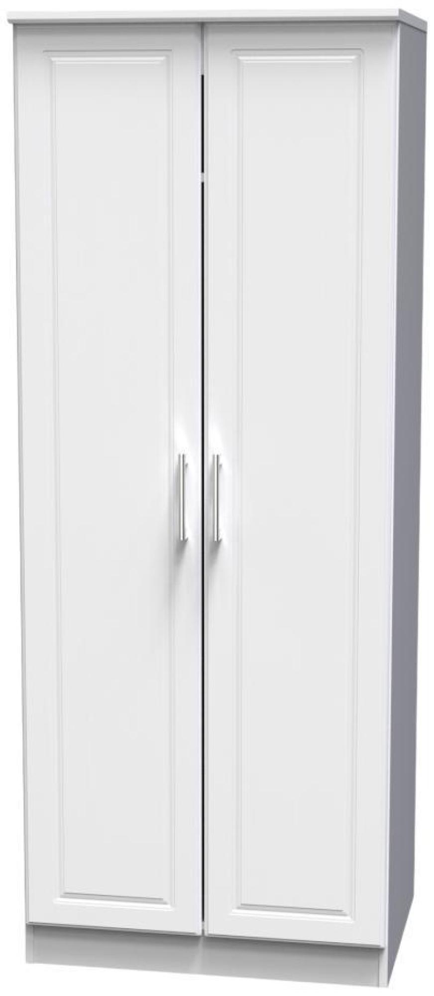Product photograph of Gina White 2 Door Plain Tall Wardrobe from Choice Furniture Superstore.