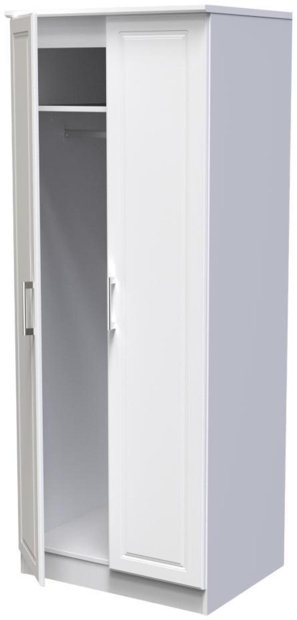 Product photograph of Gina White 2 Door Plain Tall Wardrobe from Choice Furniture Superstore.