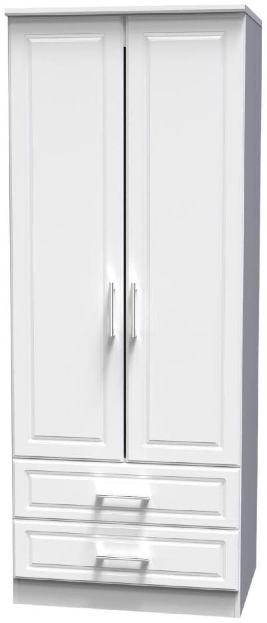 Product photograph of Gina White 2 Door 2 Drawer Double Wardrobe from Choice Furniture Superstore.