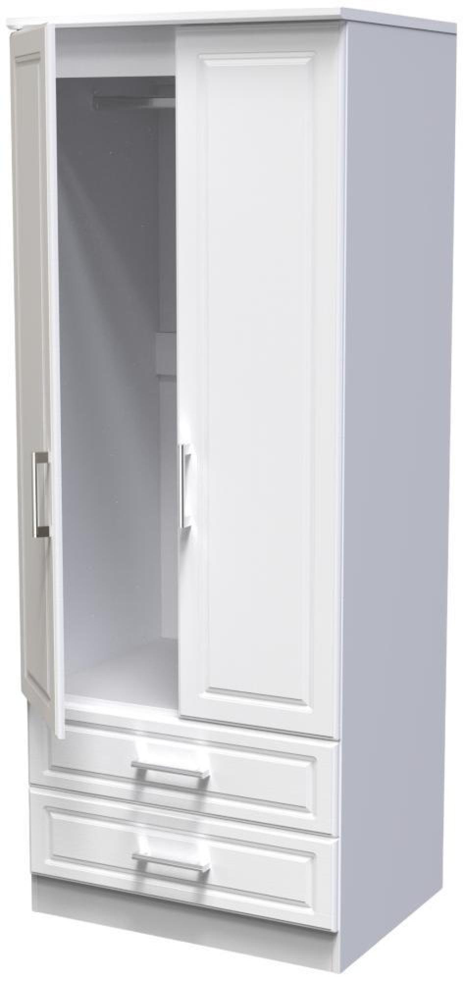 Product photograph of Gina White 2 Door 2 Drawer Double Wardrobe from Choice Furniture Superstore.