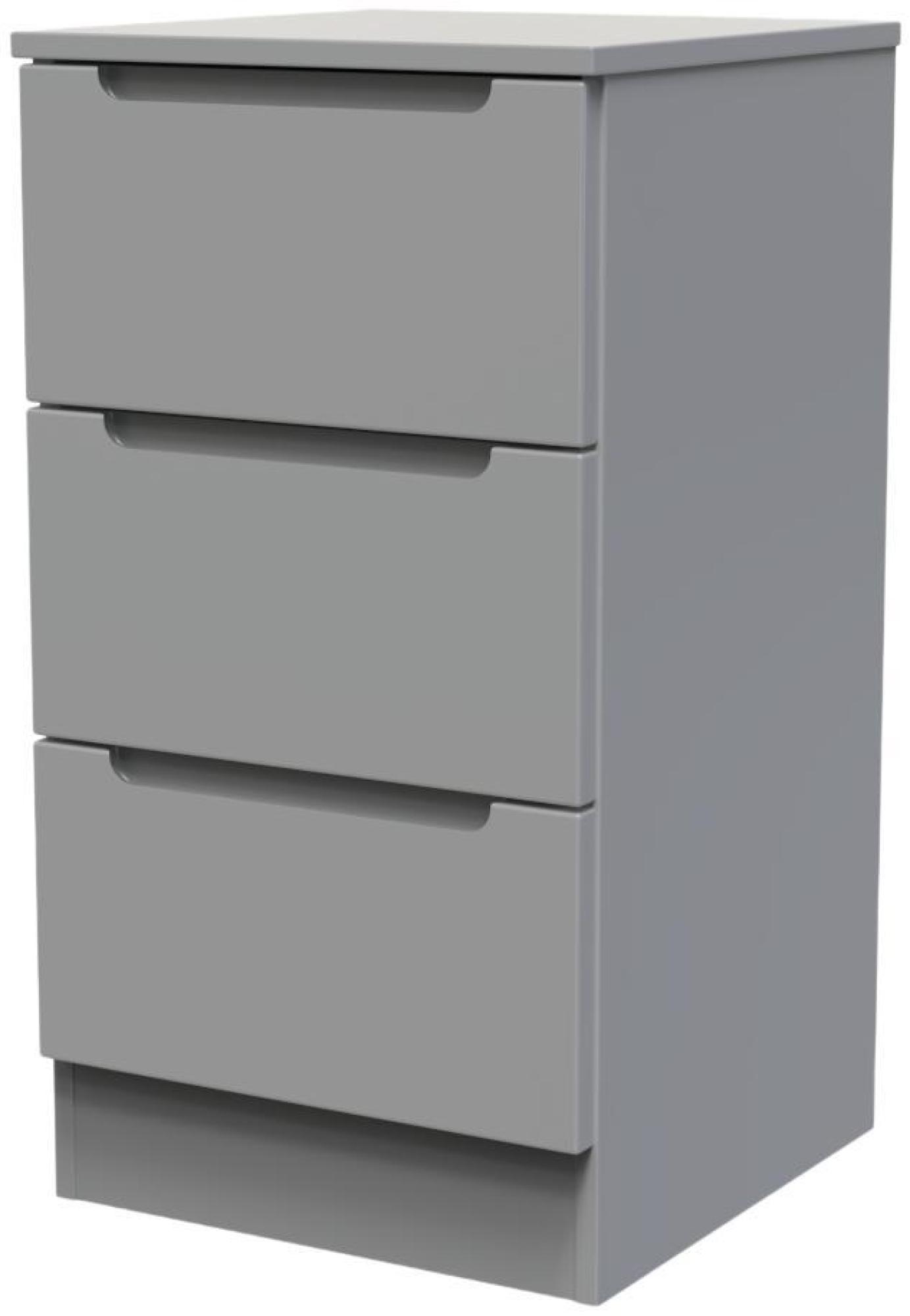 Product photograph of Milan Grey 3 Drawer Bedside Cabinet from Choice Furniture Superstore.