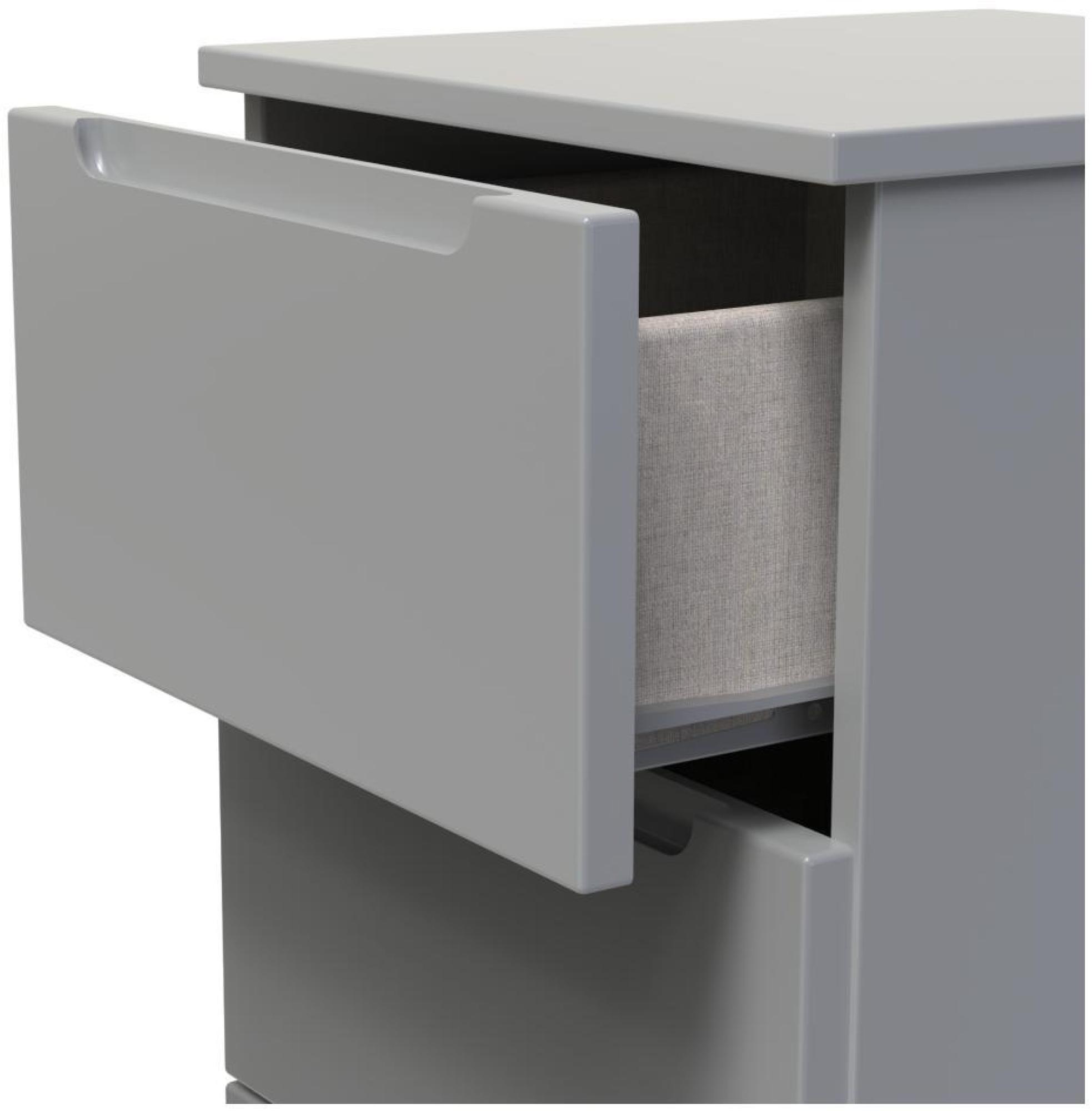 Product photograph of Milan Grey 3 Drawer Bedside Cabinet from Choice Furniture Superstore.