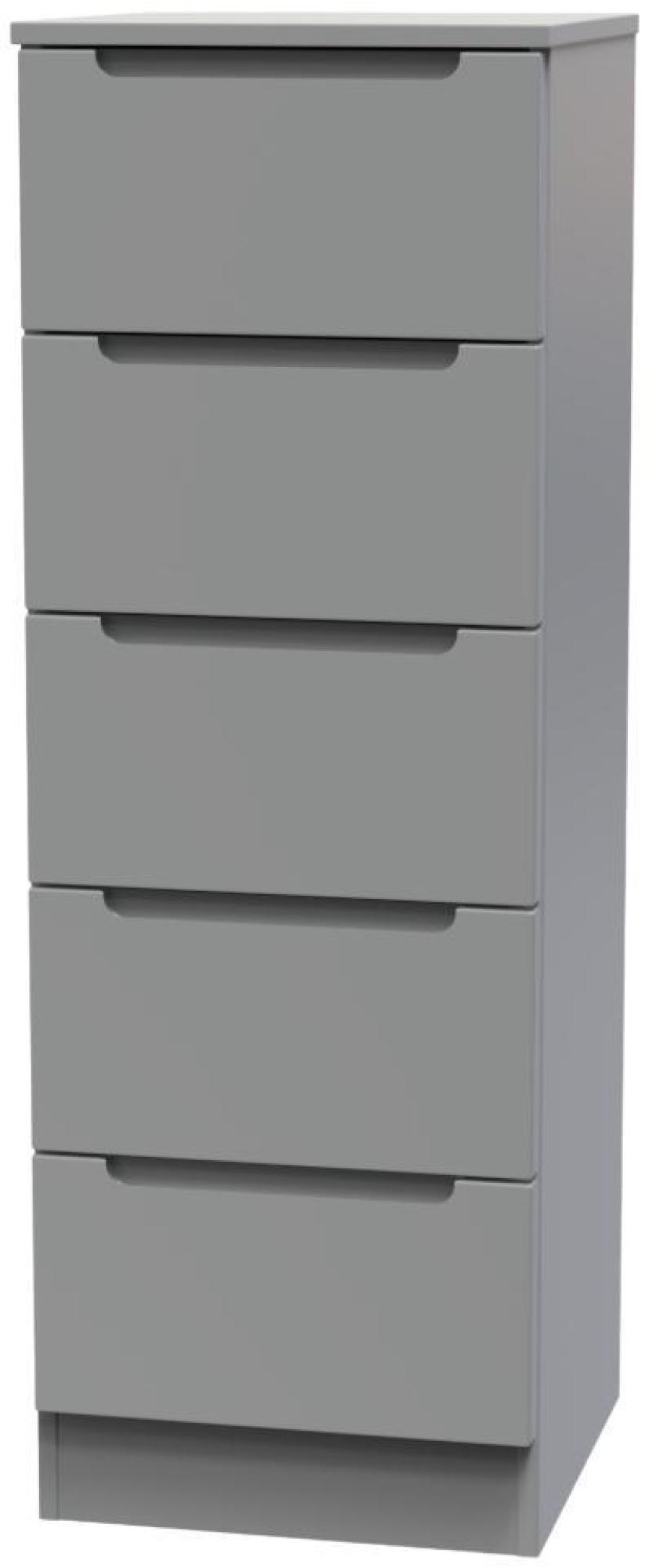 Product photograph of Milan Grey 5 Drawer Narrow Chest from Choice Furniture Superstore.
