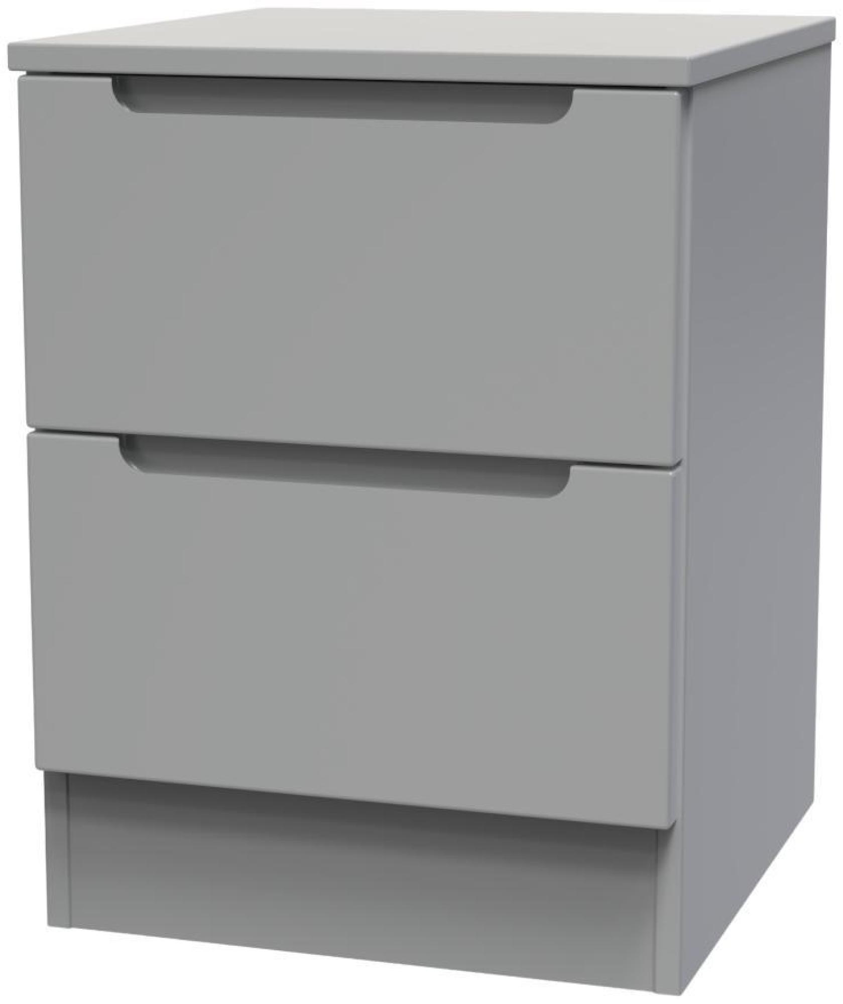 Product photograph of Milan Grey 2 Drawer Bedside Cabinet from Choice Furniture Superstore.