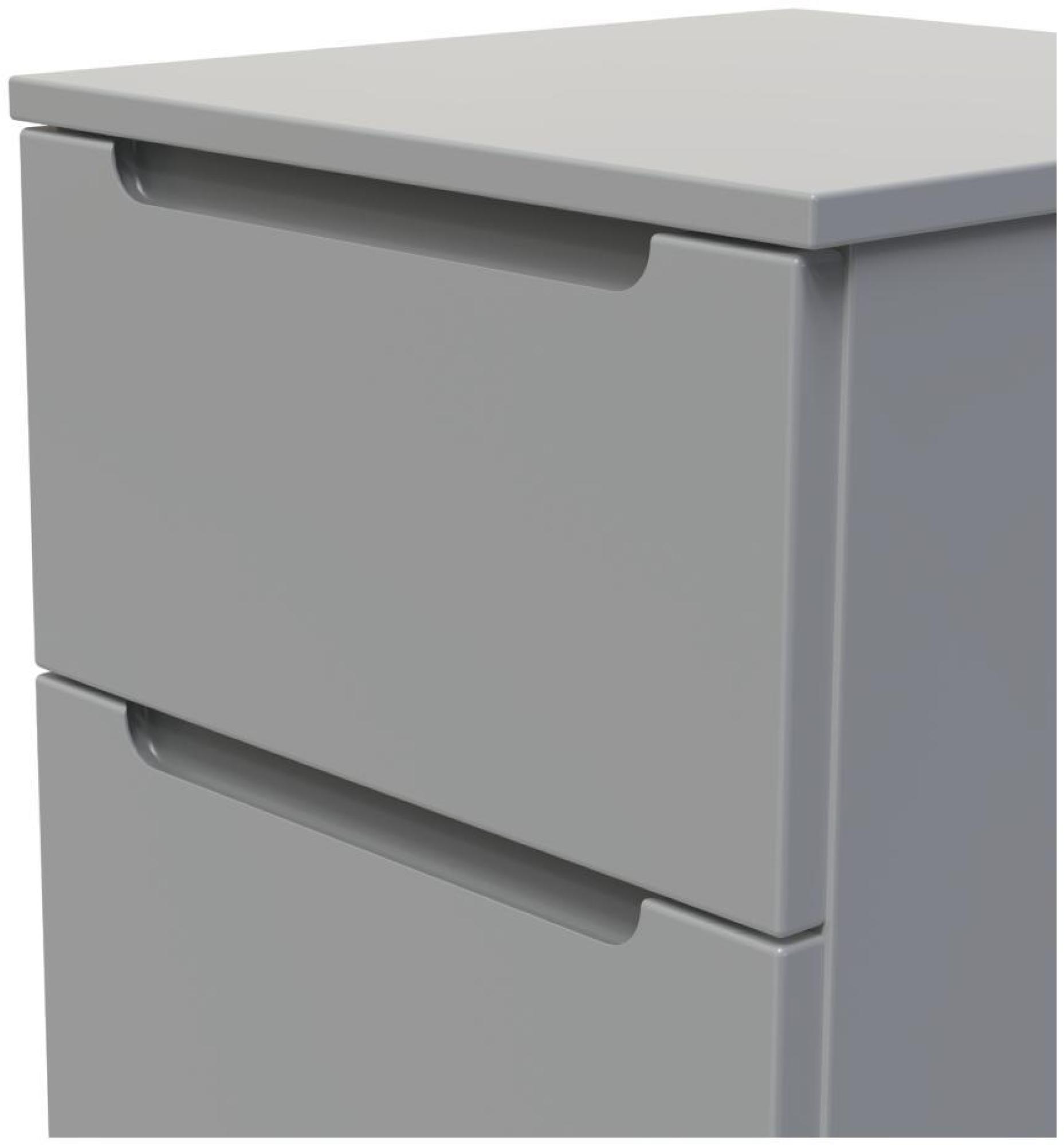 Product photograph of Milan Grey 2 Drawer Bedside Cabinet from Choice Furniture Superstore.