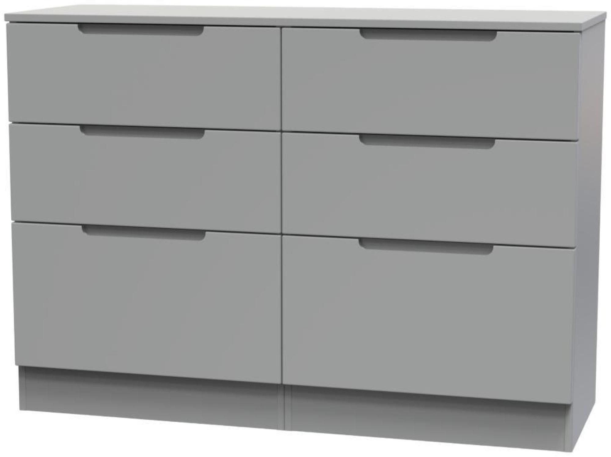 Product photograph of Milan Grey 6 Drawer Midi Chest from Choice Furniture Superstore.