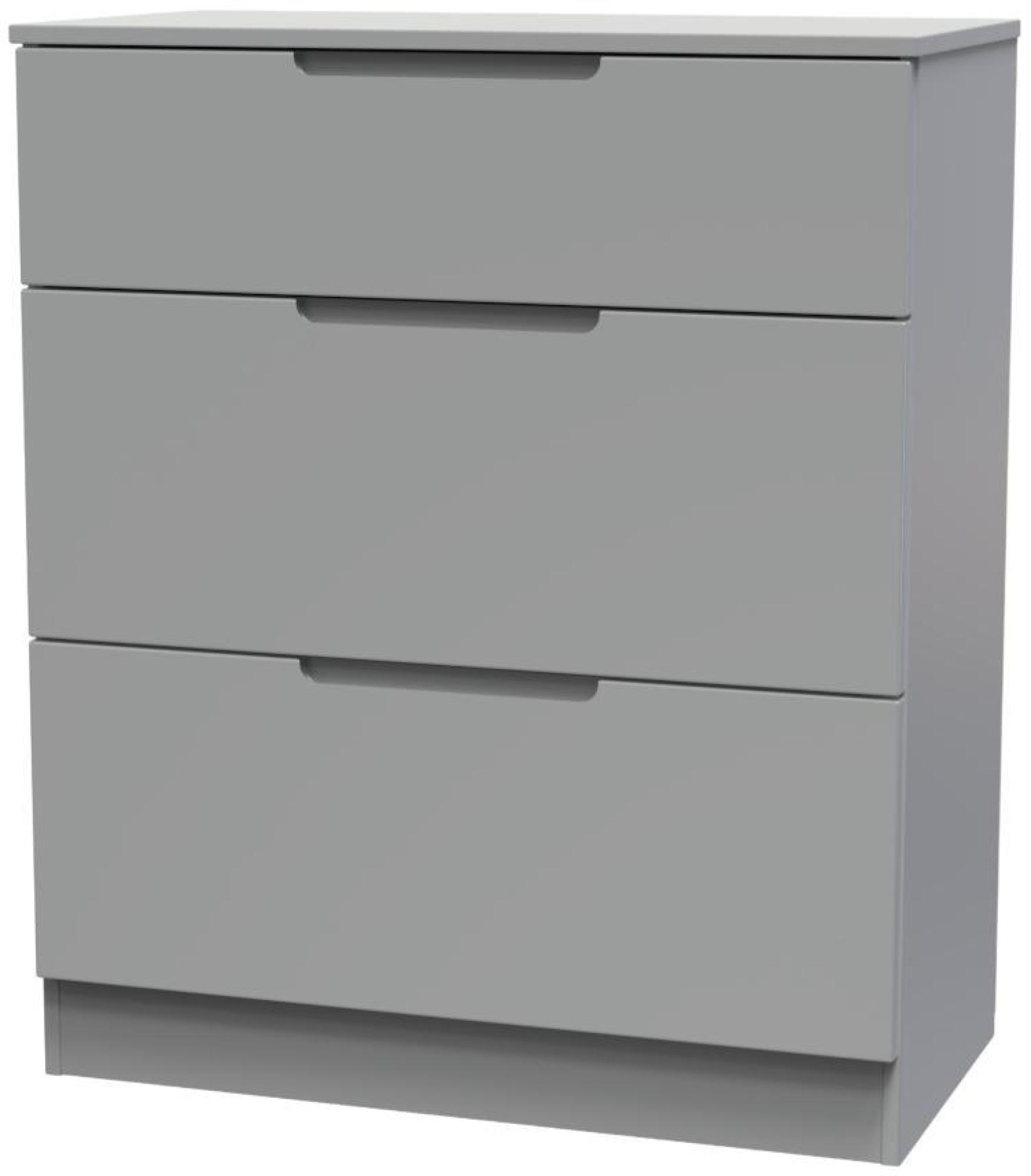 Product photograph of Milan Grey 3 Drawer Deep Chest from Choice Furniture Superstore.