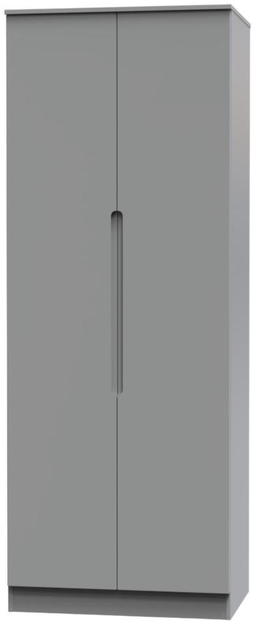 Product photograph of Milan Grey 2 Door Plain Tall Wardrobe from Choice Furniture Superstore.