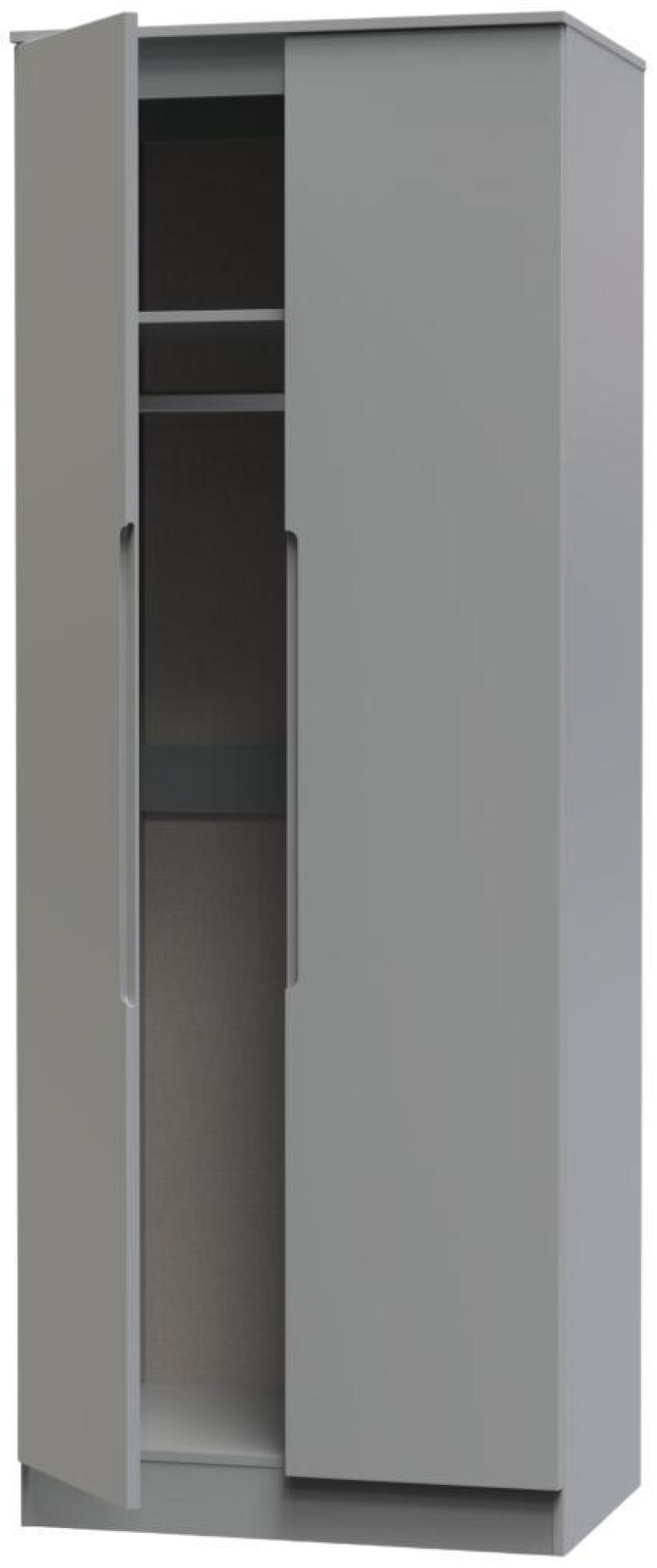 Product photograph of Milan Grey 2 Door Plain Tall Wardrobe from Choice Furniture Superstore.