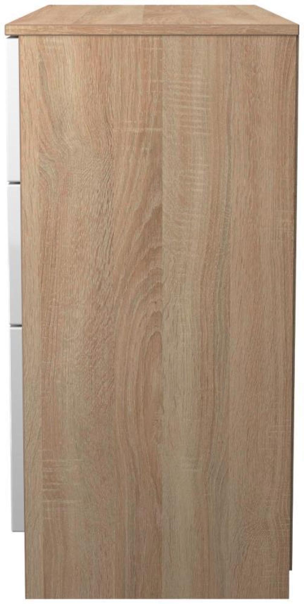Product photograph of Milan White Gloss And Oak Effect 6 Drawer Midi Chest from Choice Furniture Superstore.